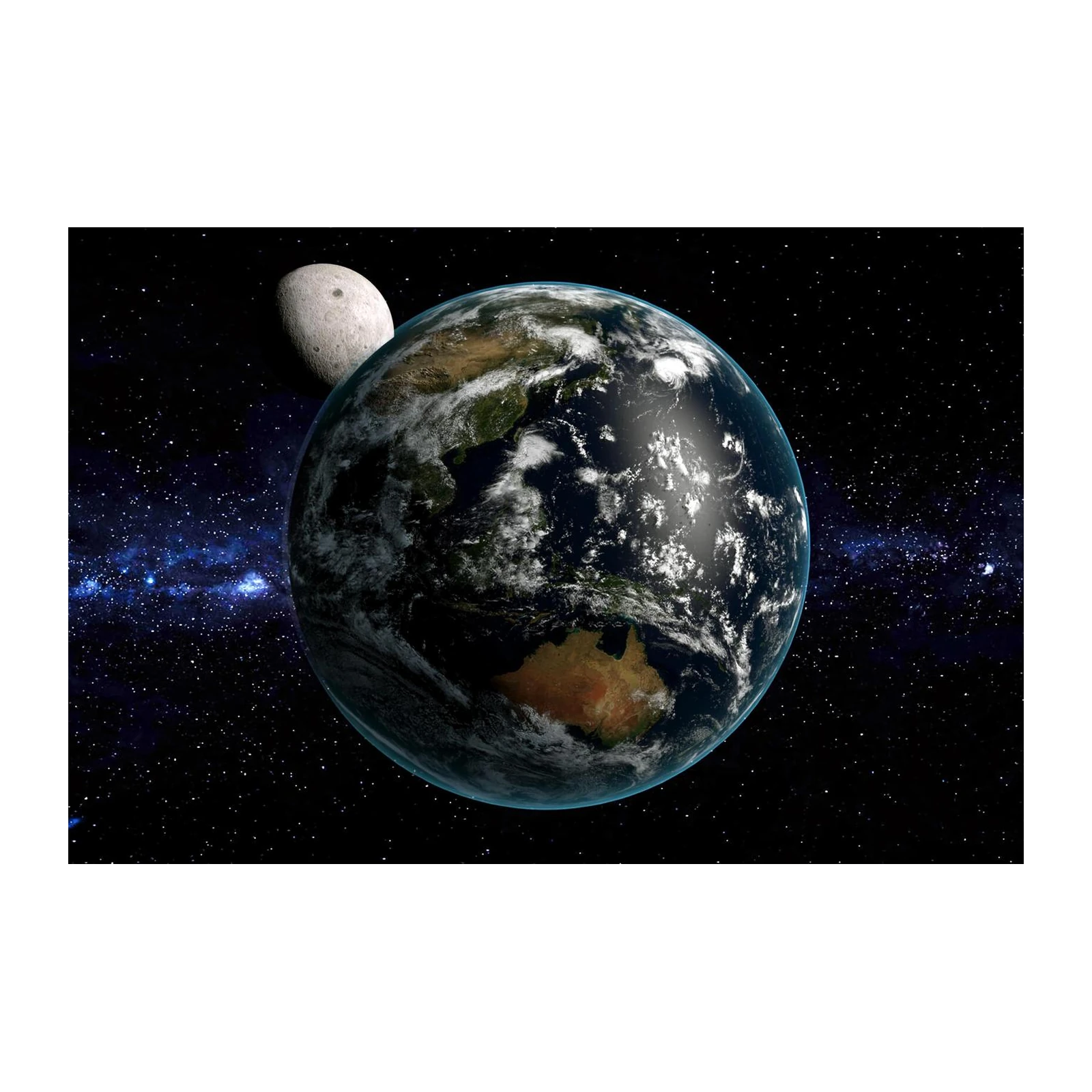 Earth and Moon Space View Wall Art