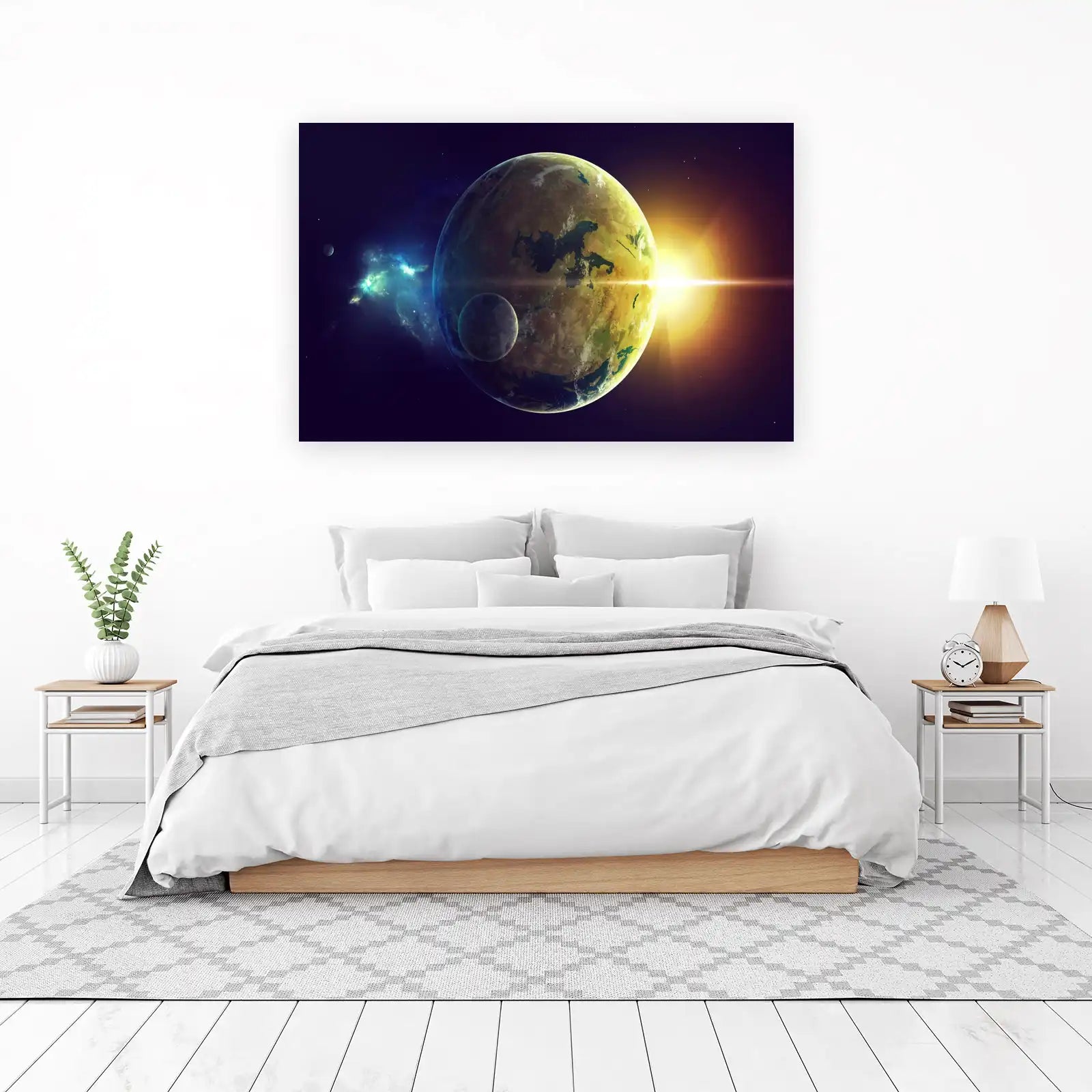 Galactic Sunrise Planet & Nebula Wall Art