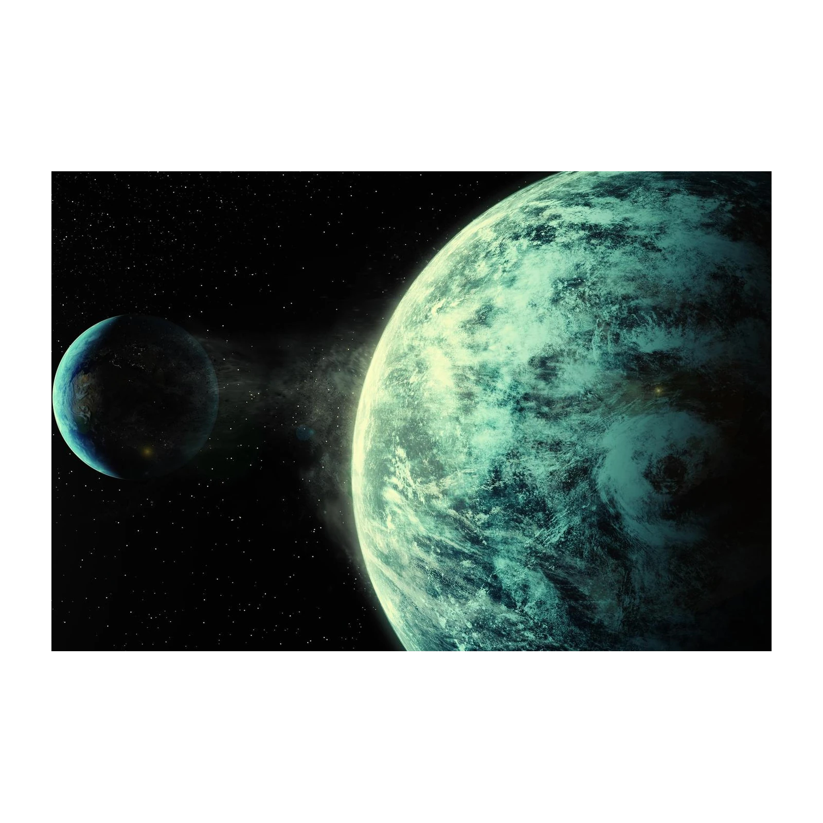 Mystic Teal Nebula & Planets Wall Art