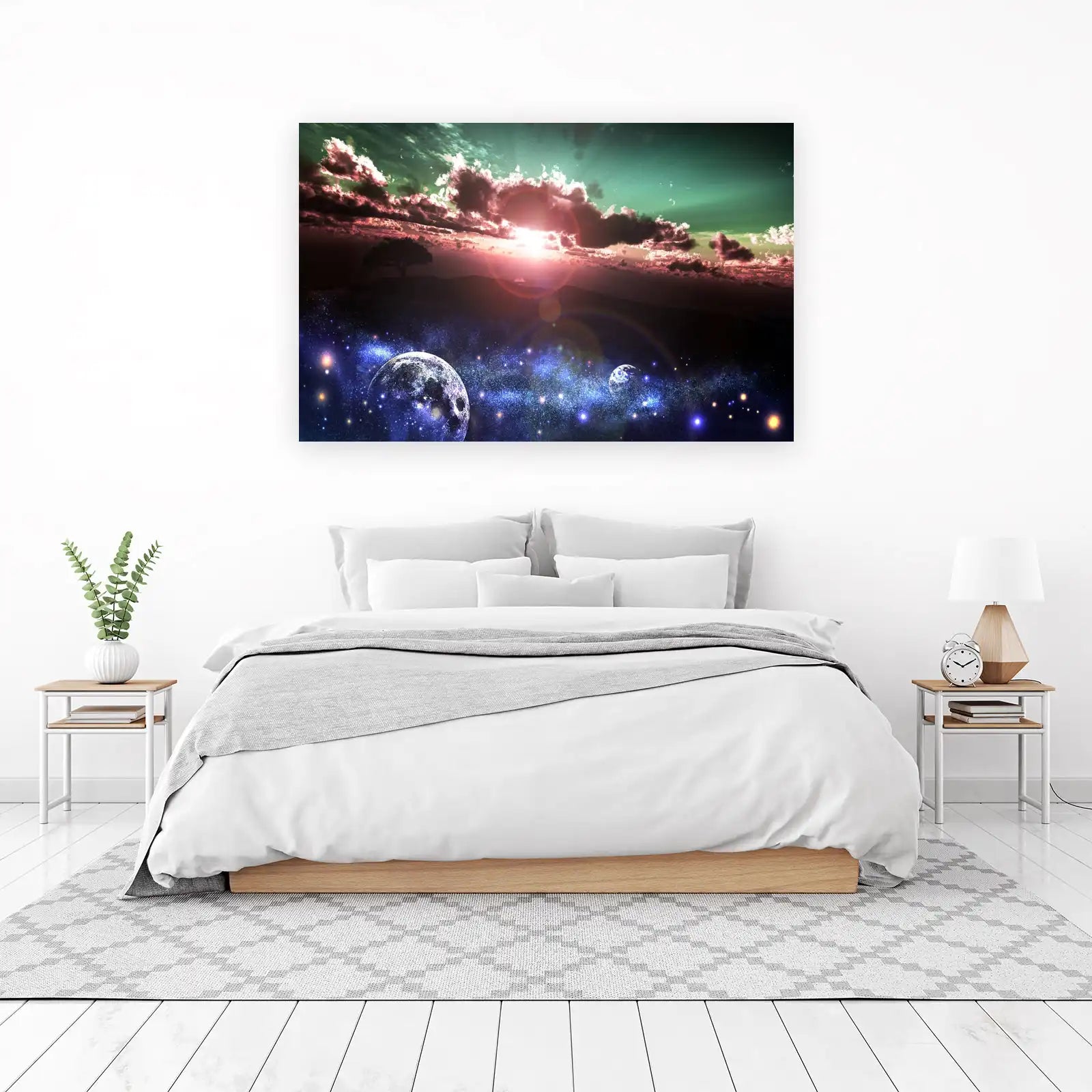 Cosmic Dreamscape Tree & Planets Wall Art