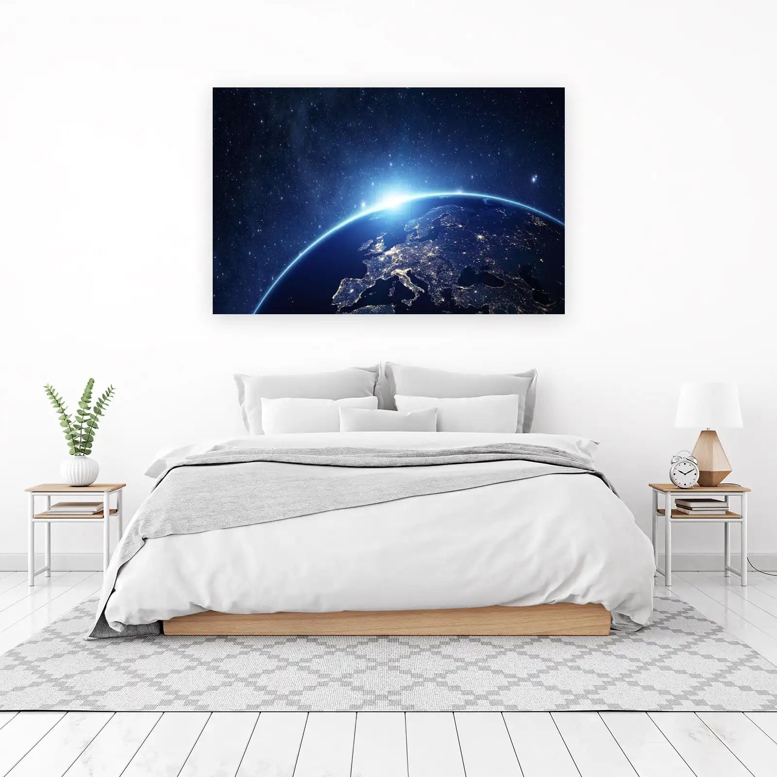 Earth From Space Europe Night Wall Art