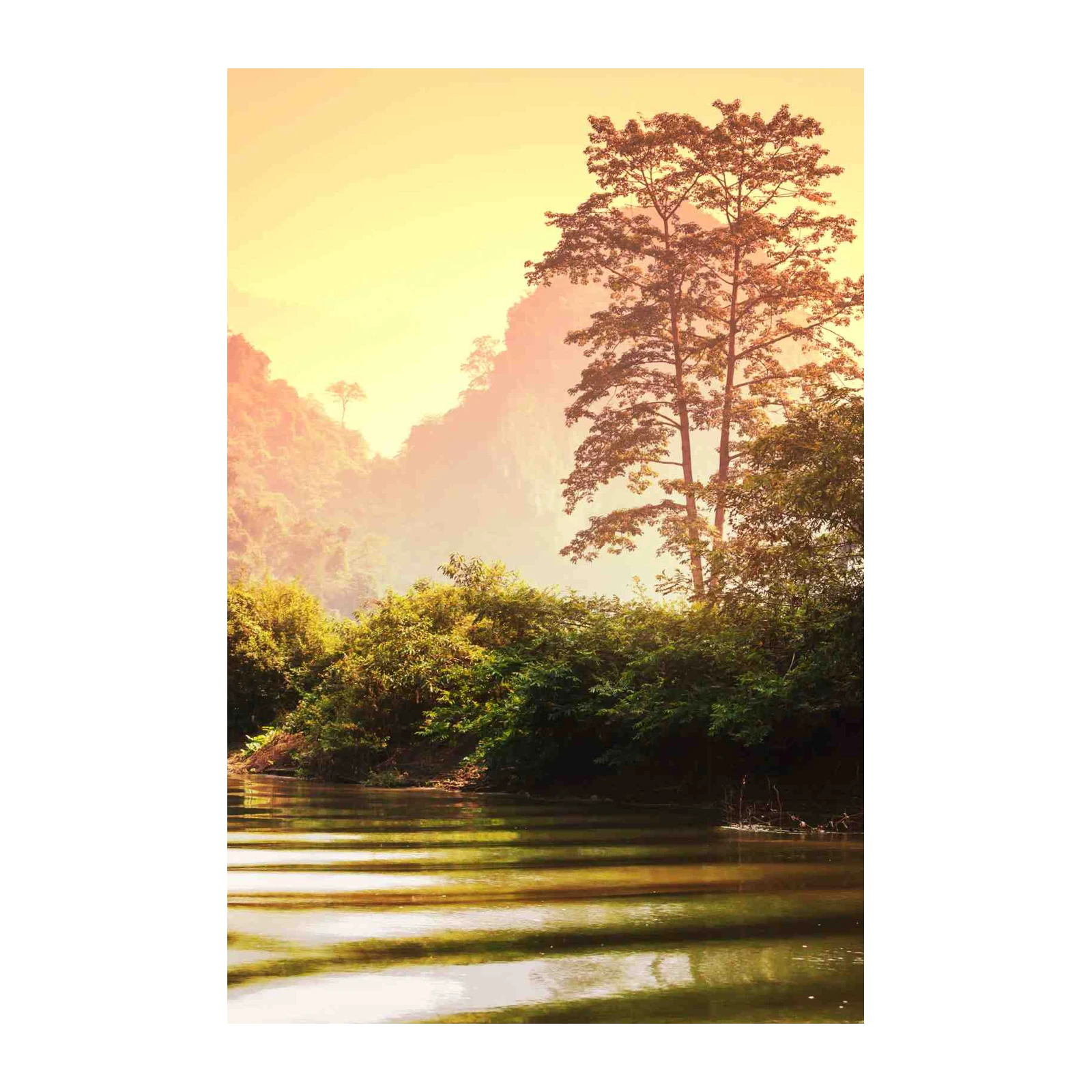 Misty Mountain River Landscape Wall Art