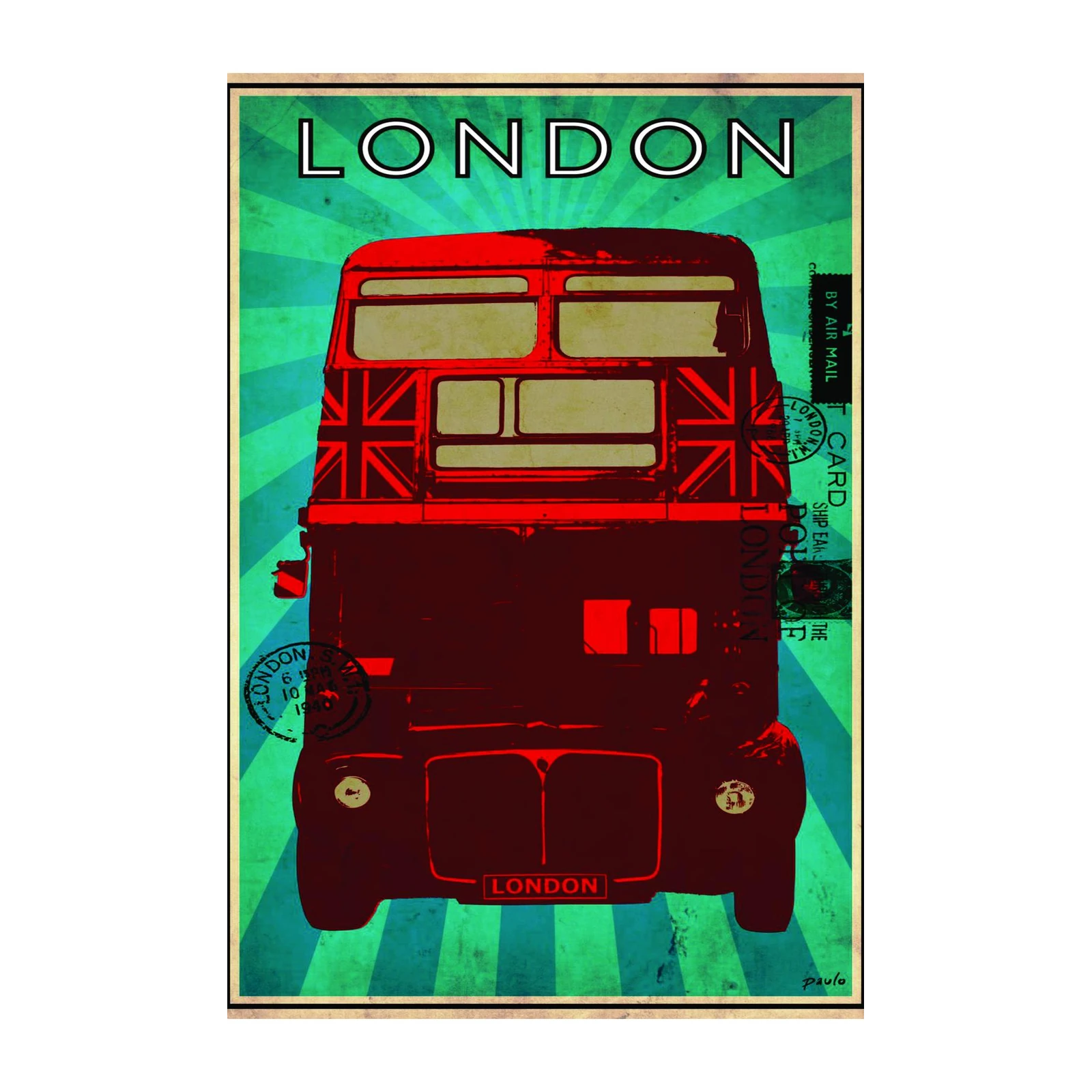 Vintage London Bus Union Jack Wall Art