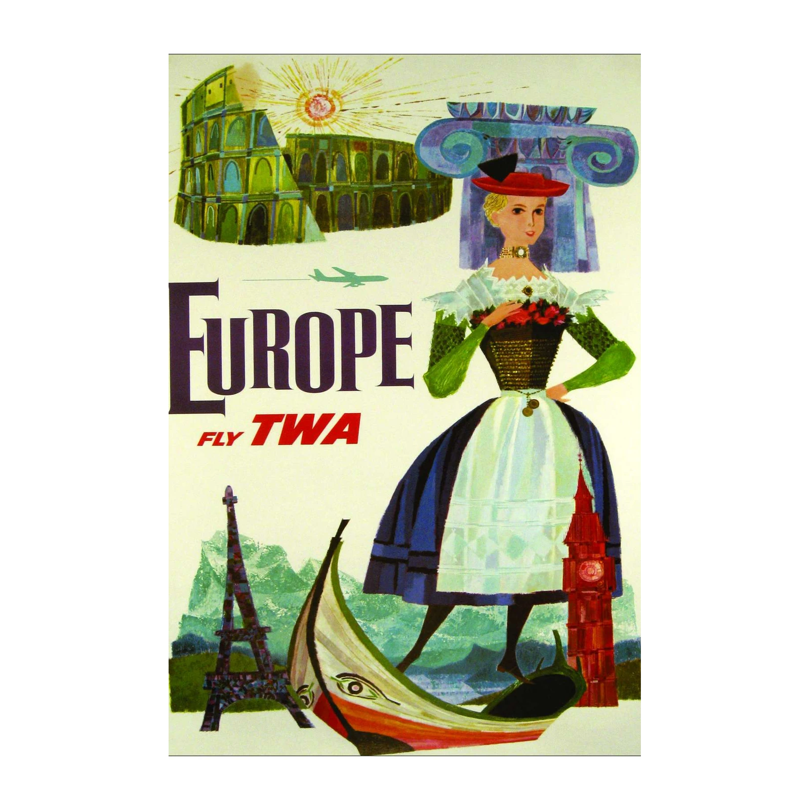 Vintage Europe Travel Collage Wall Art