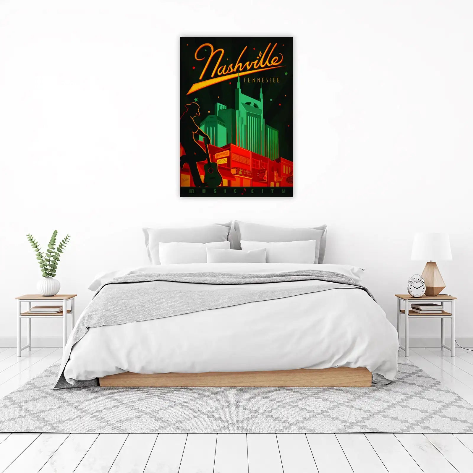 Vintage Nashville Music City Guitar Wall Art