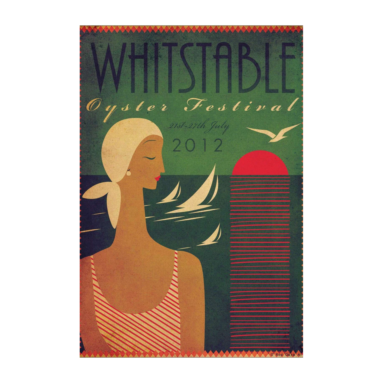 Vintage Seaside Lady Whitstable Oyster Festival Wall Art
