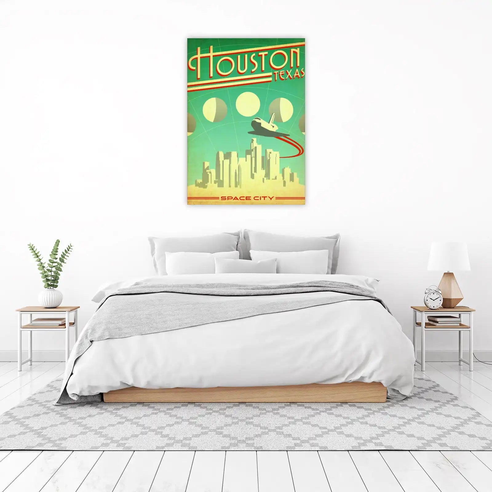 Retro Houston Space City Skyline Wall Art