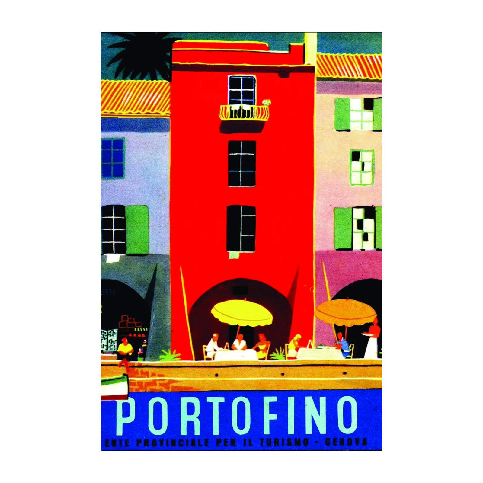 Vibrant Portofino Seaside Cafe Wall Art