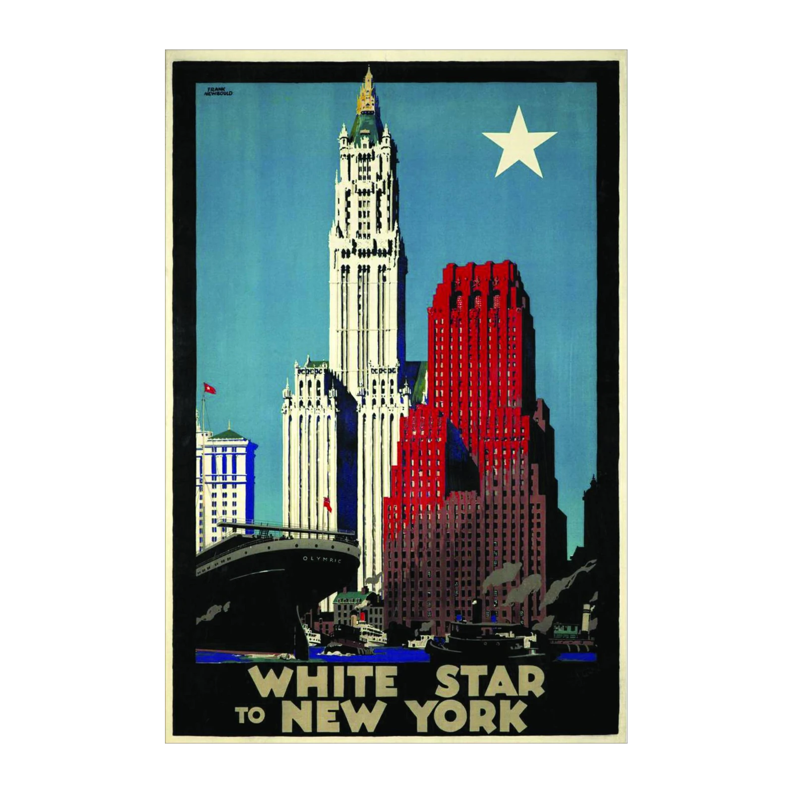 Vintage NYC Skyine & Olympic Ship Wall Art