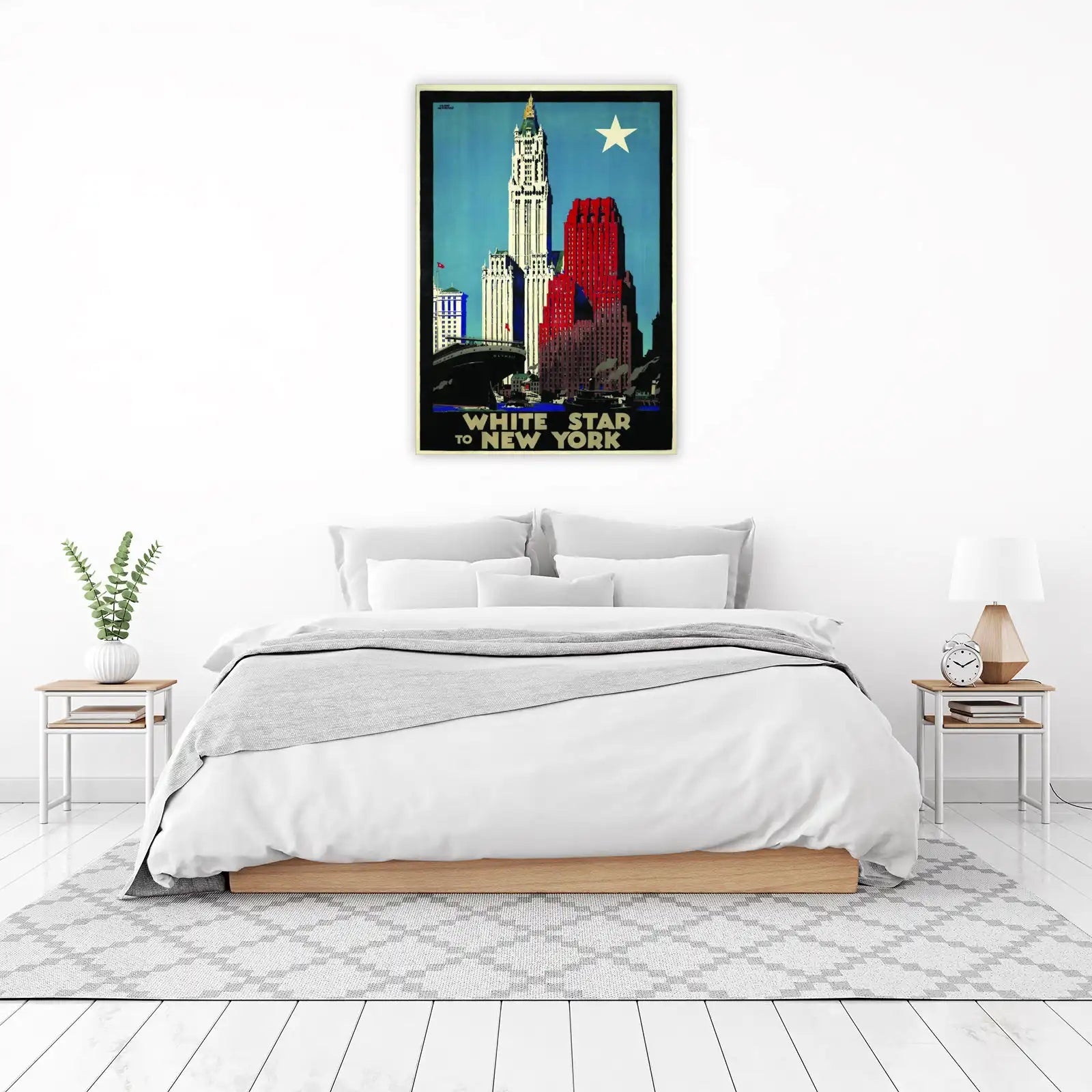Vintage NYC Skyine & Olympic Ship Wall Art