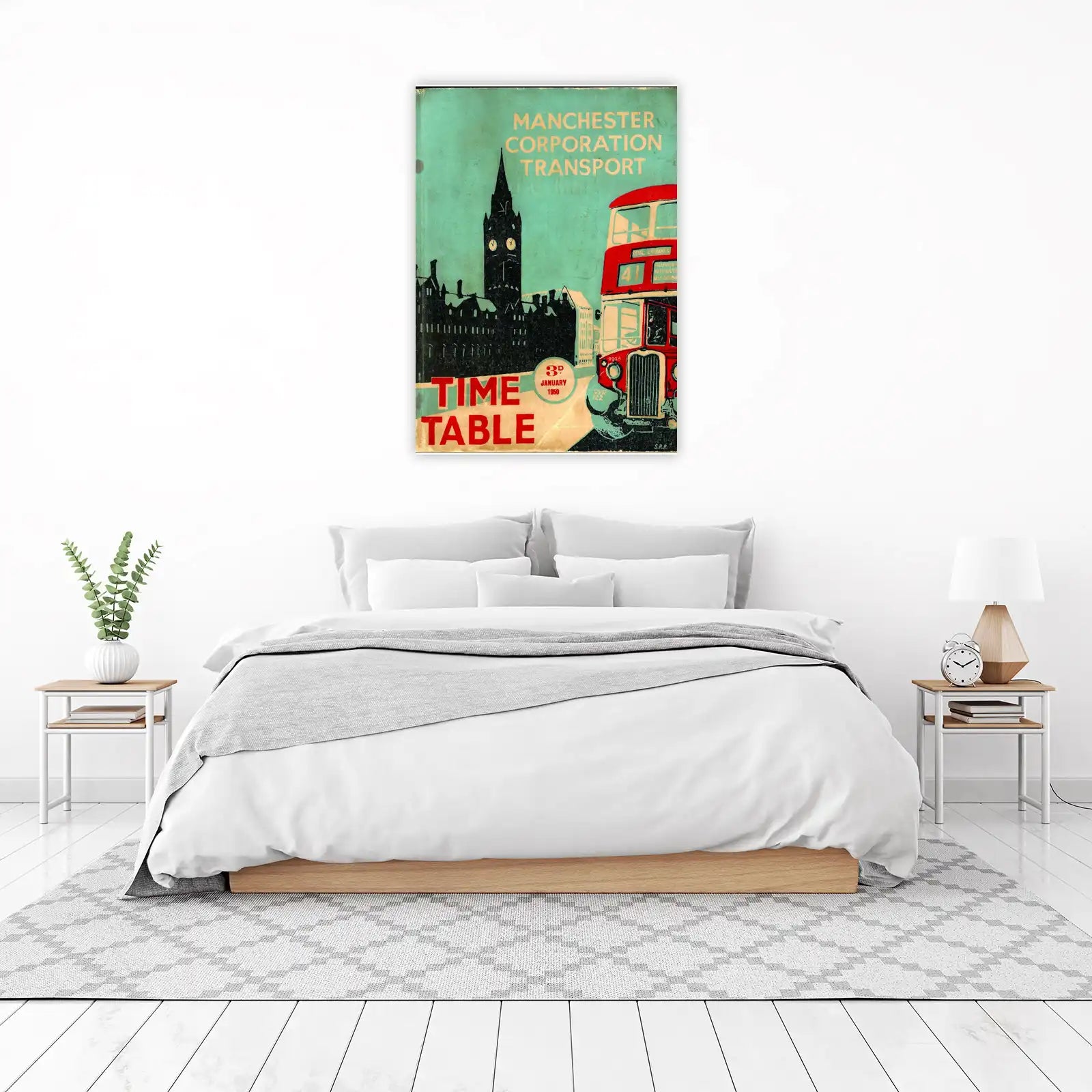 Retro Manchester Transport Time Table Wall Art
