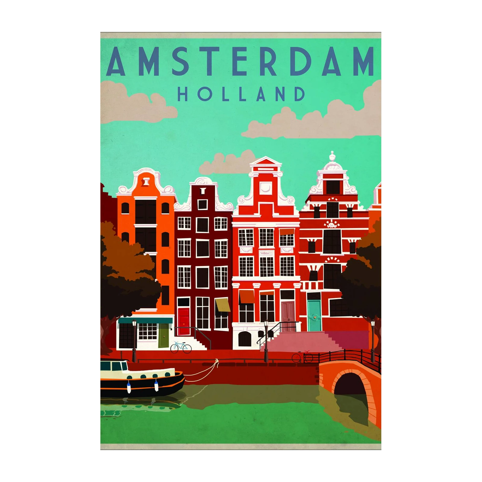 Vibrant Amsterdam Canal Houses Wall Art