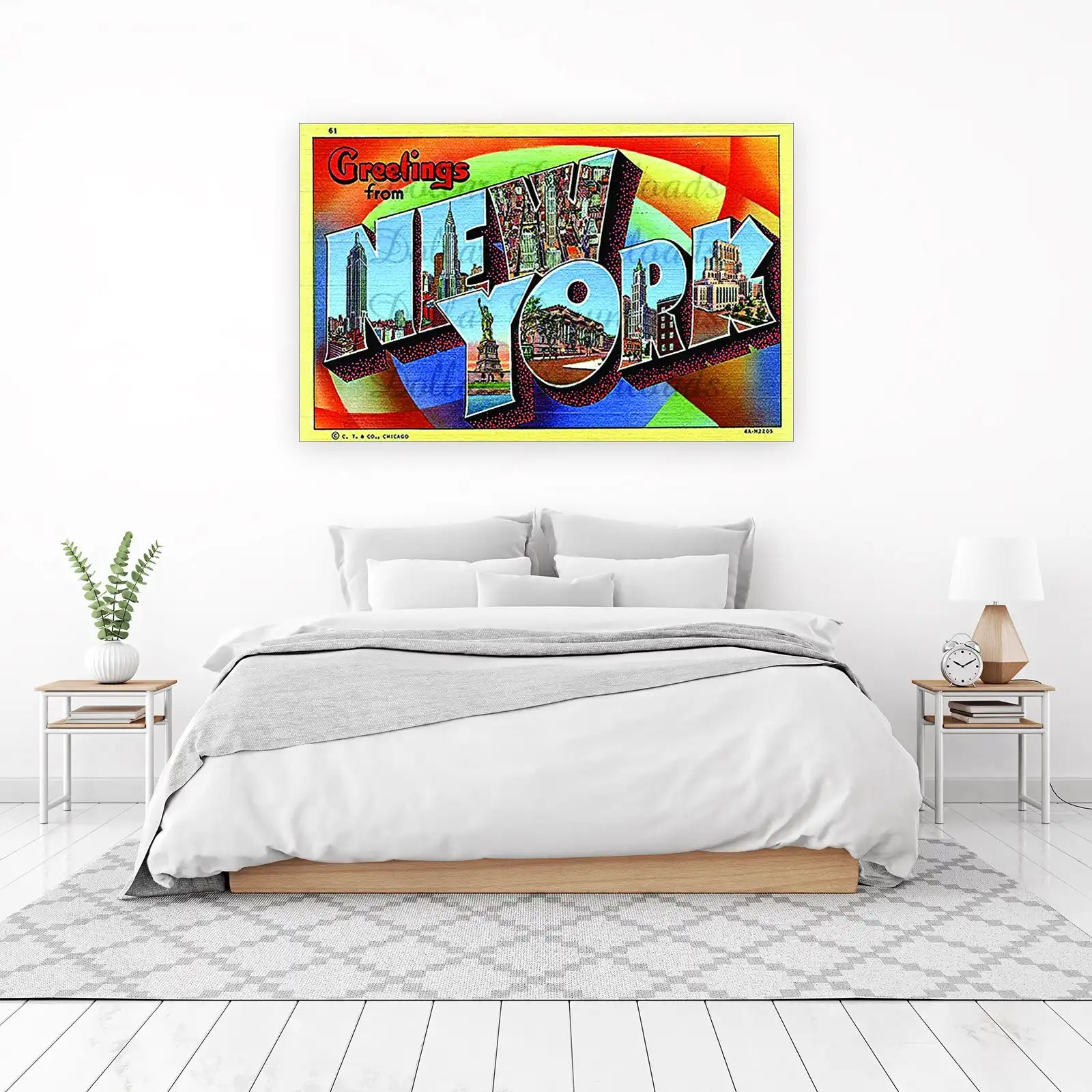 Vintage New York City Skyline Greetings Wall Art