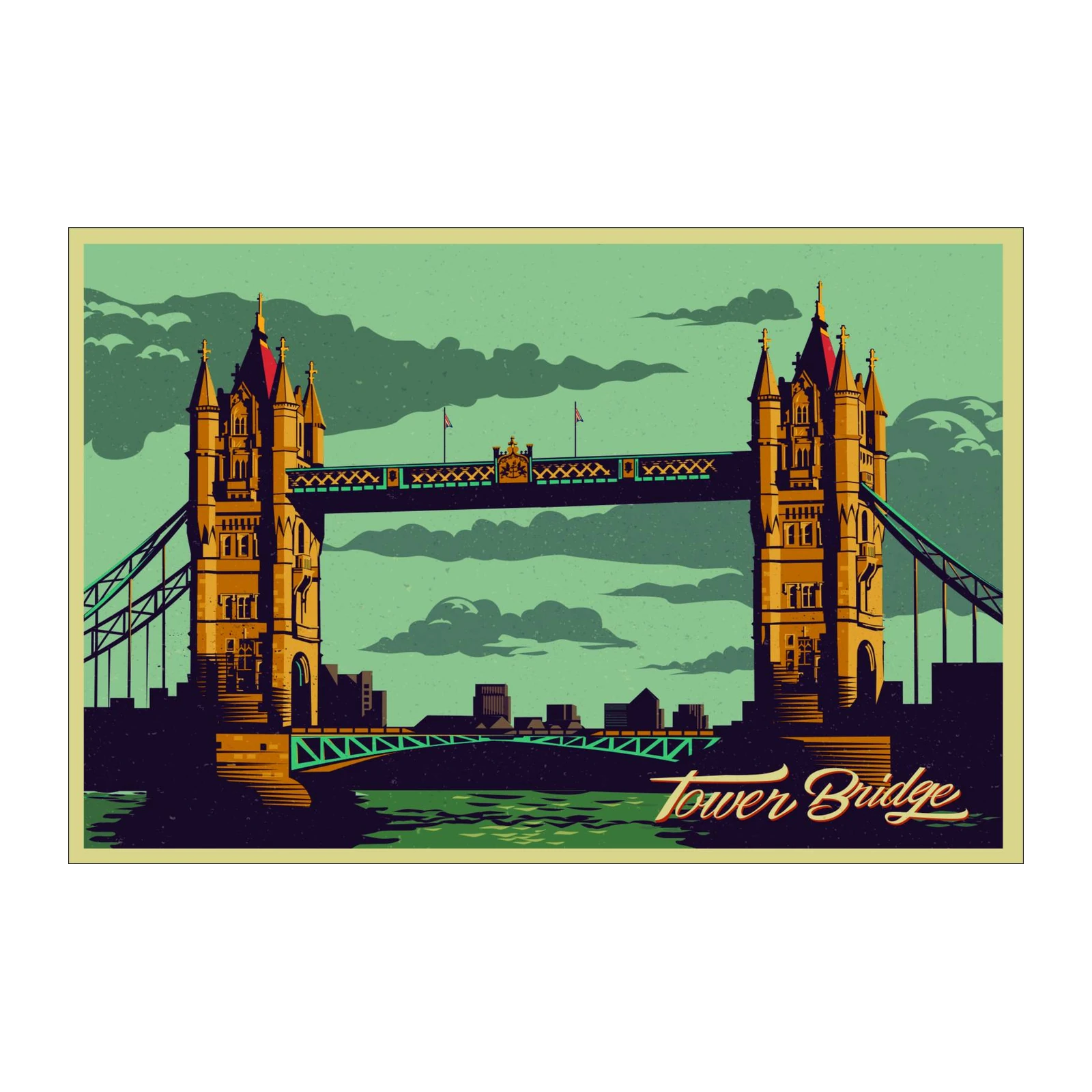 Retro Tower Bridge London Art Wall Art