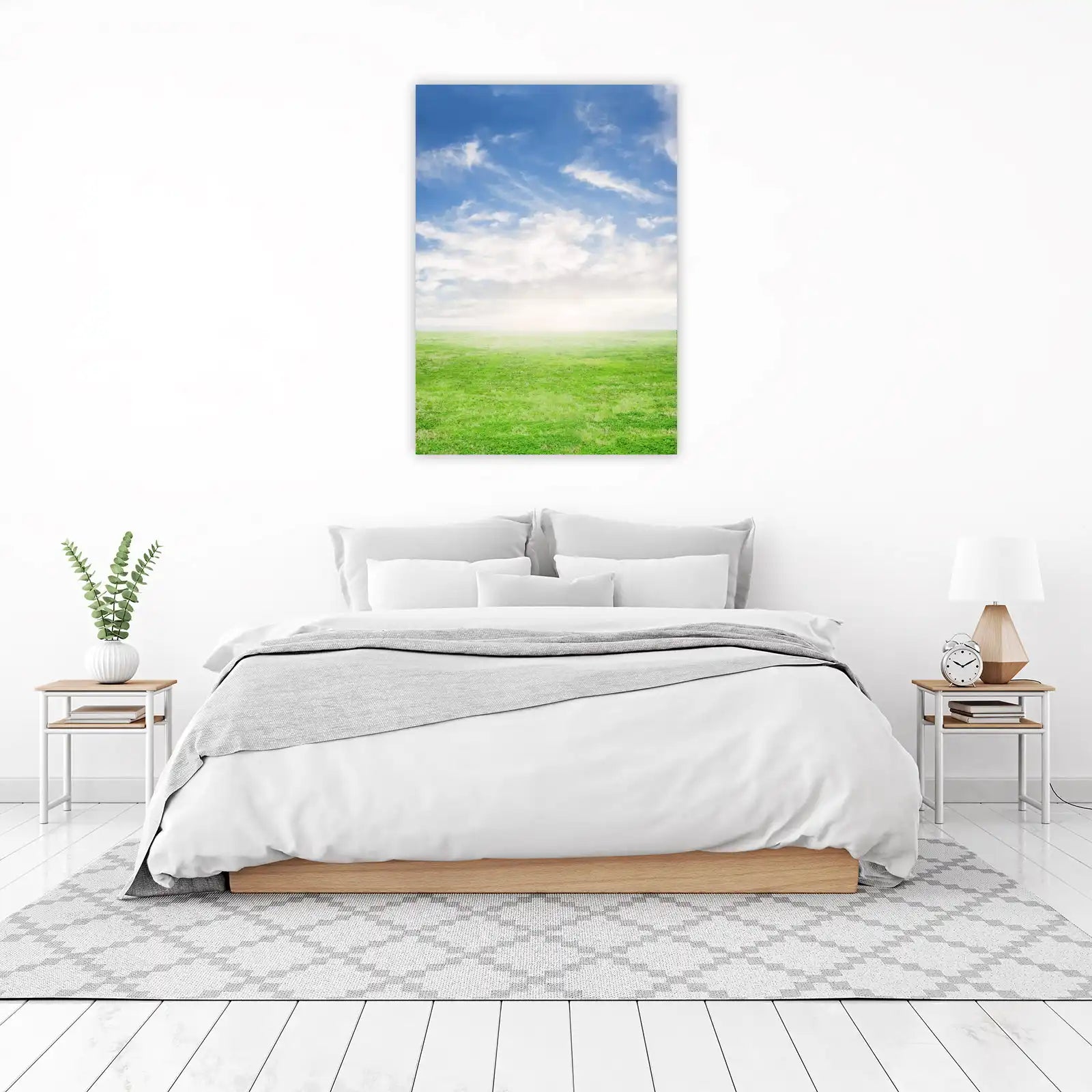 Serene Green Field & Blue Sky Wall Art