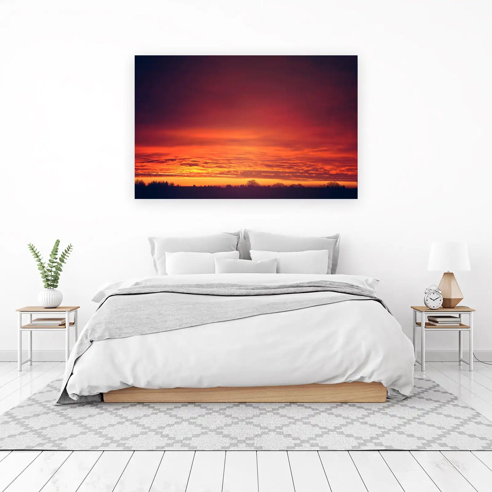 Fiery Sunset Horizon Landscape Wall Art
