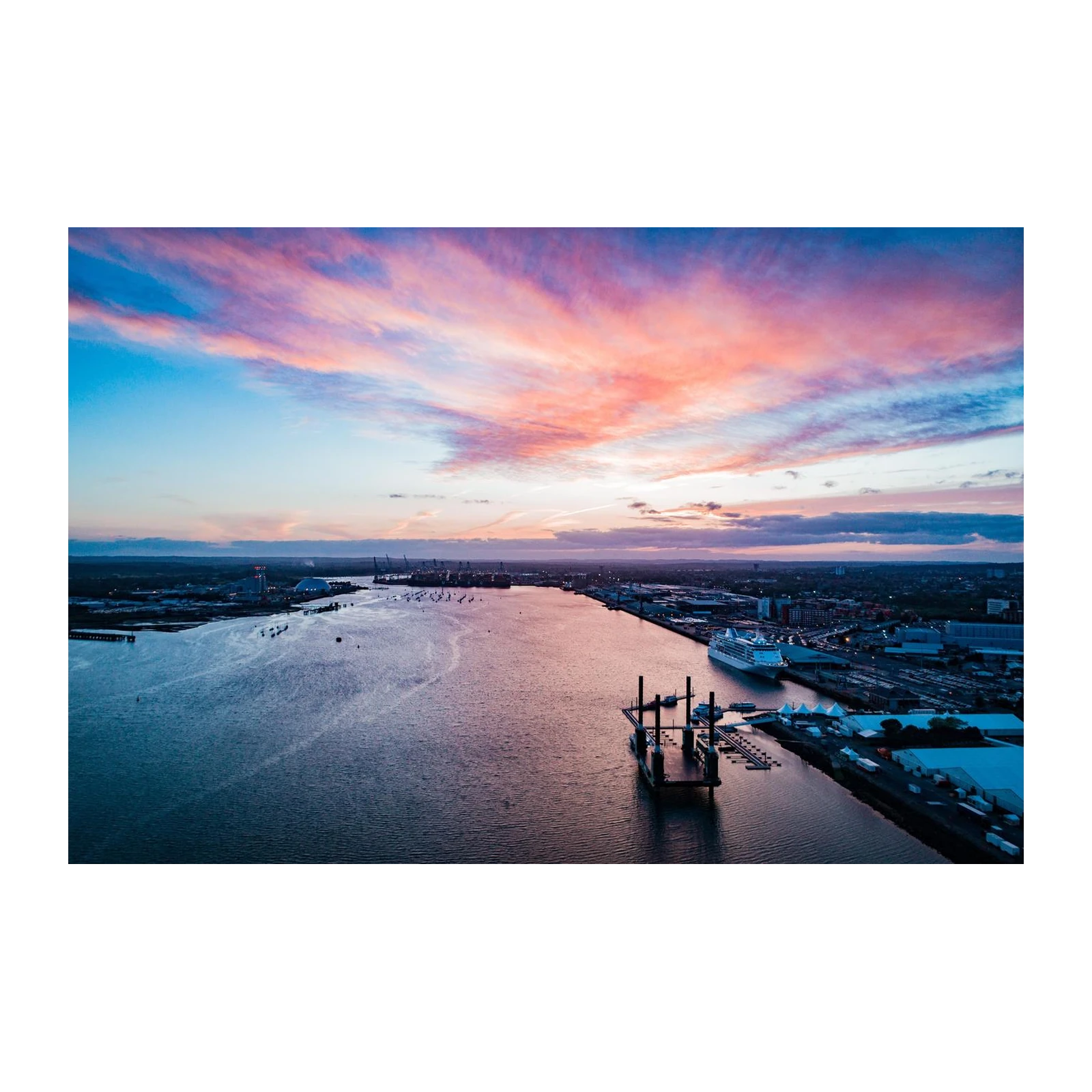 Dramatic Coastal Sunset Cruise Ship Wall Art
