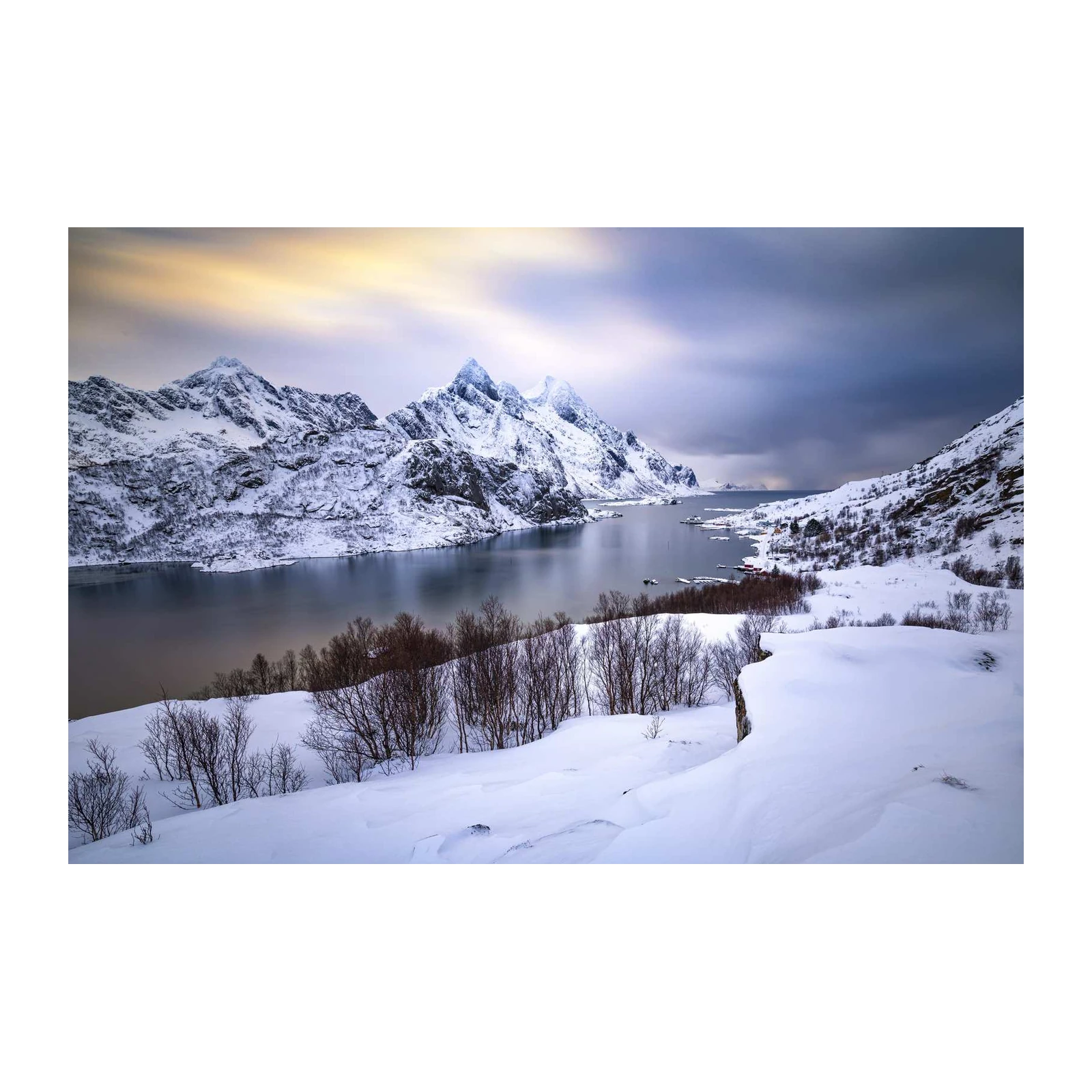 Snowy Arctic Fjords Serenity Wall Art
