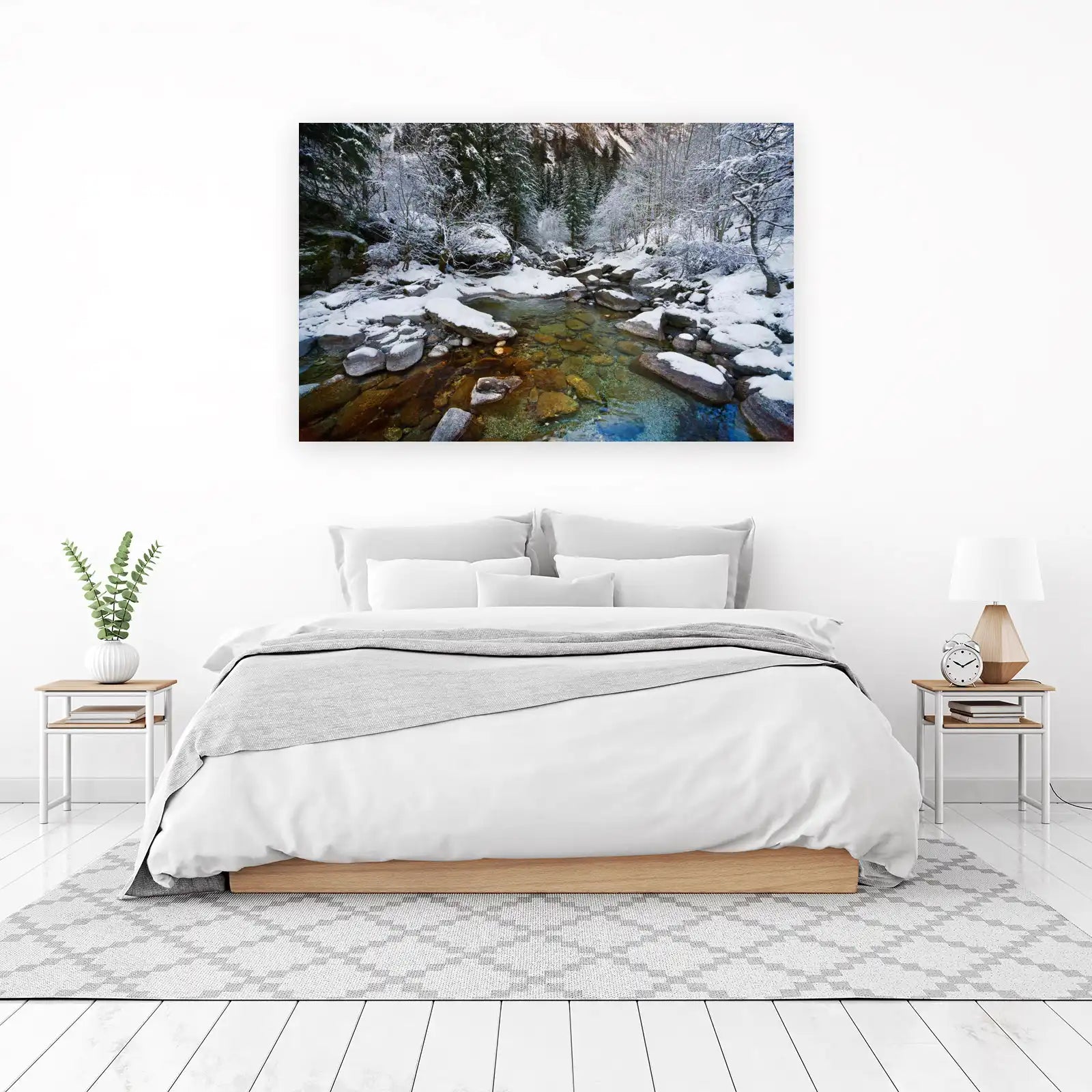 Tranquil Winter Forest Stream Wall Art