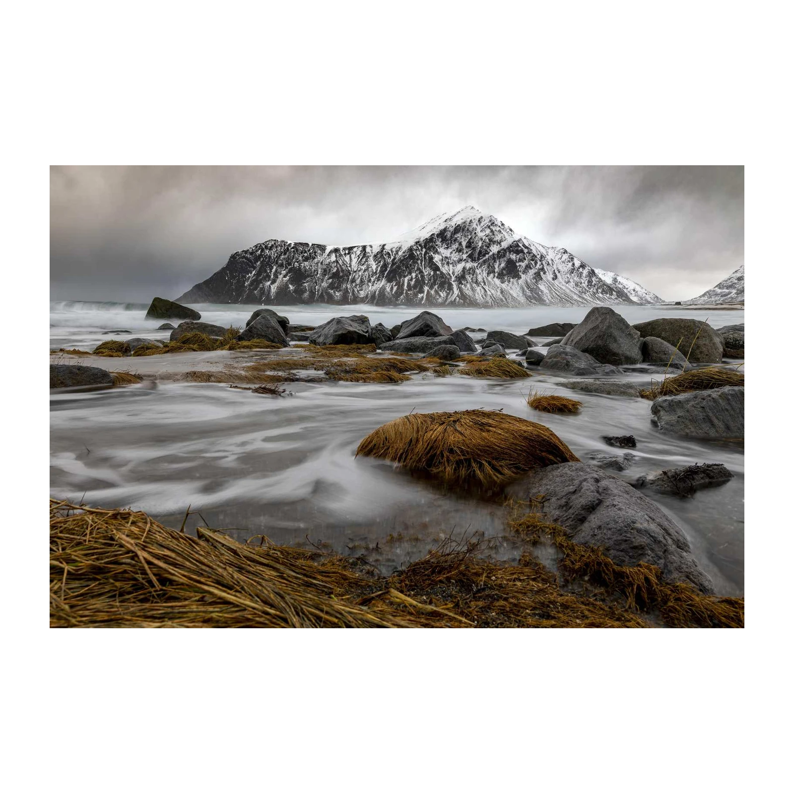 Tranquil Mountain Beach Landscape Wall Art