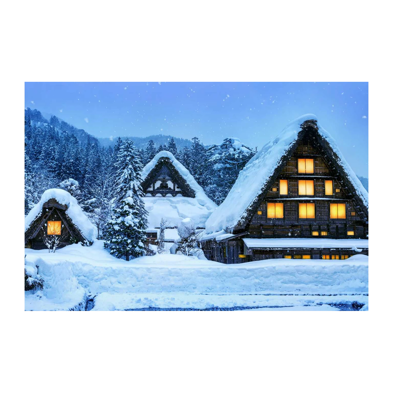 Cozy Winter Village Japan Wall Art