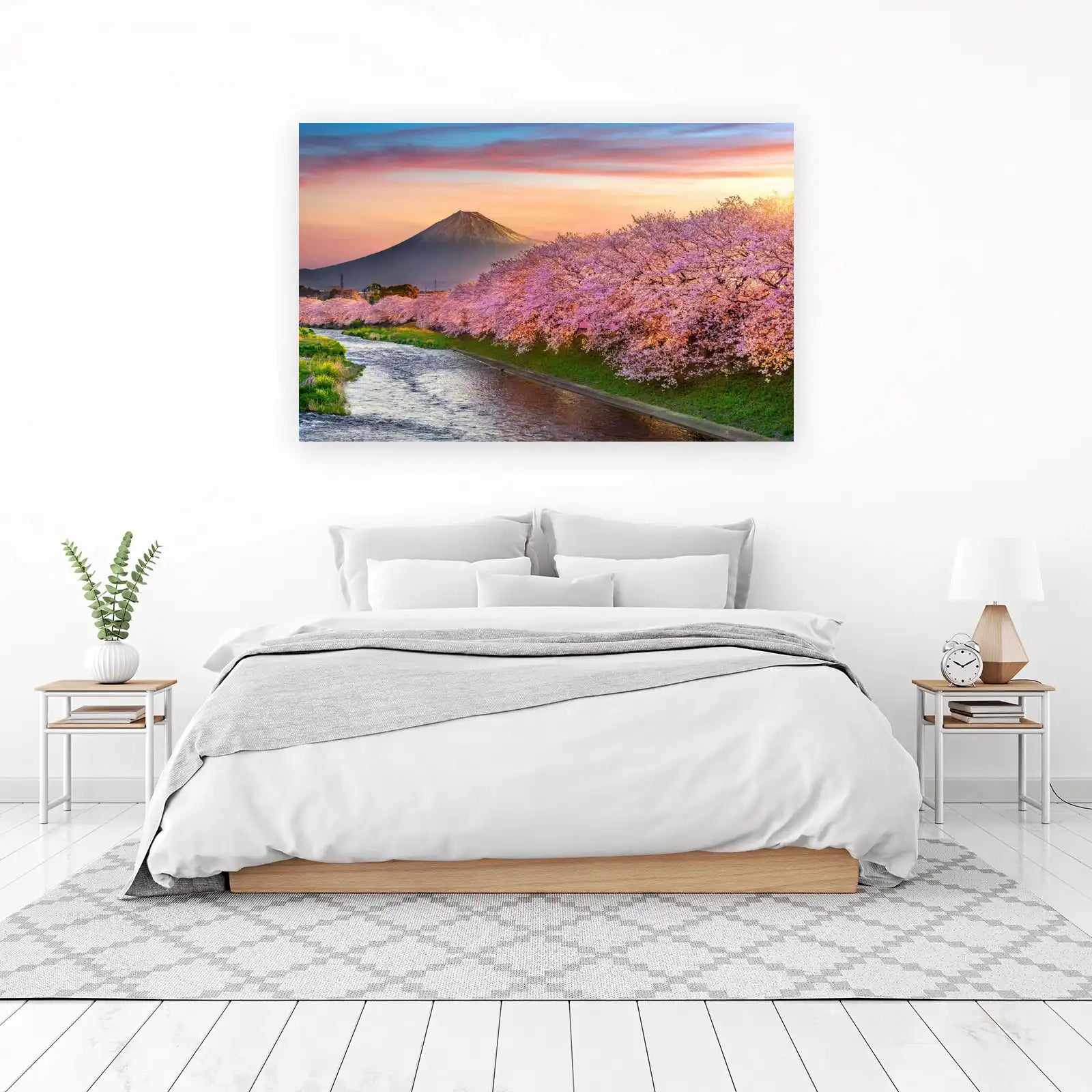 Mount Fuji Cherry Blossom River Wall Art