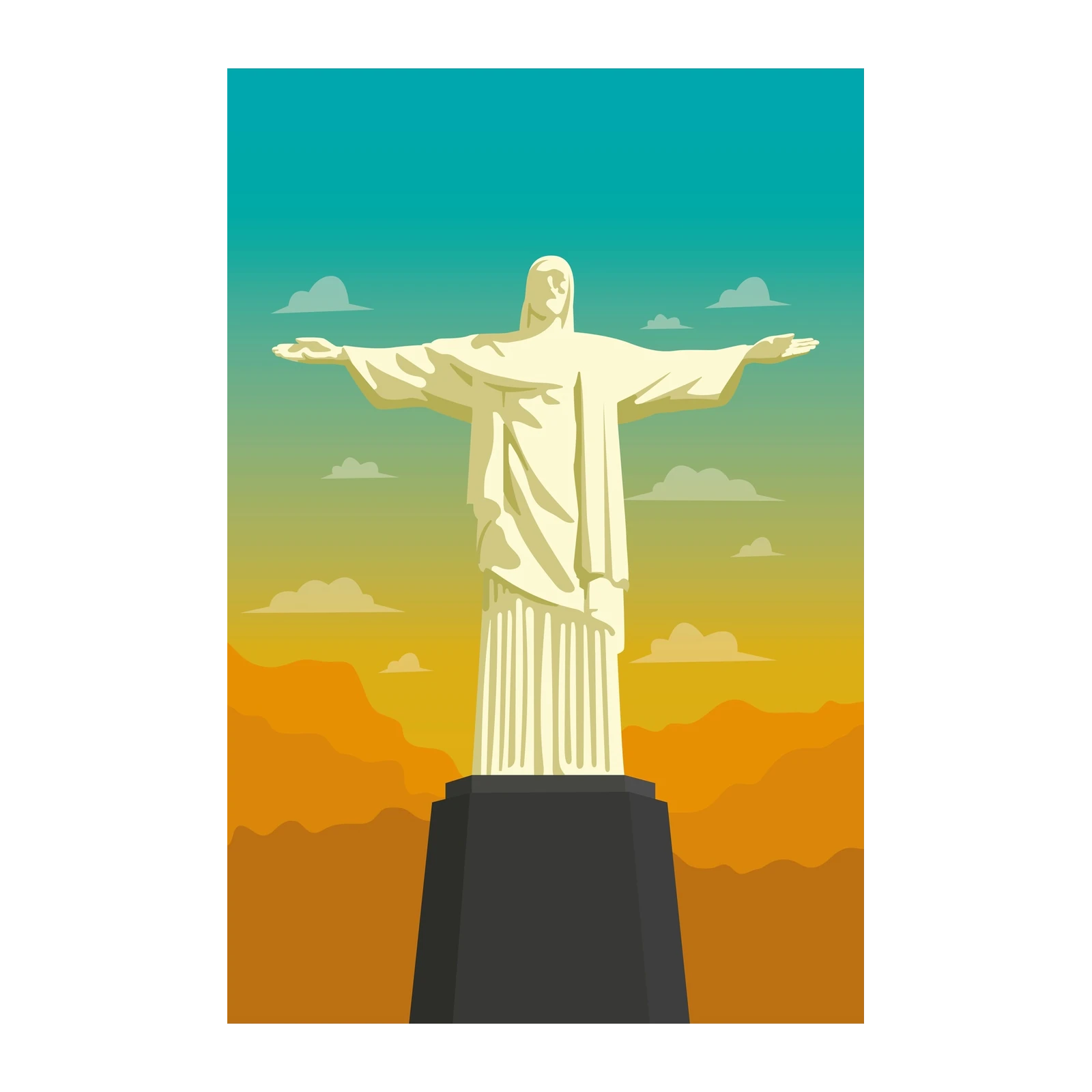Iconic Christ the Redeemer Rio Sunset Wall Art