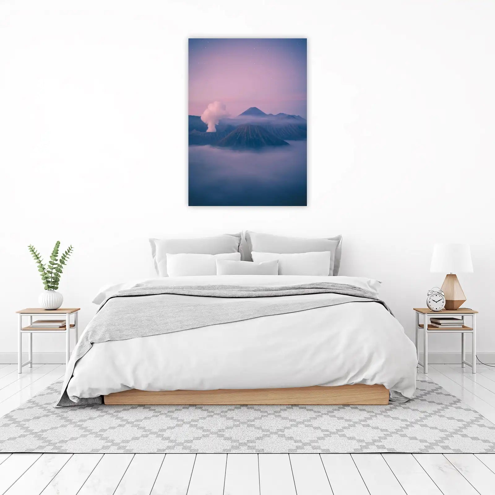 Misty Volcano Landscape Wall Art