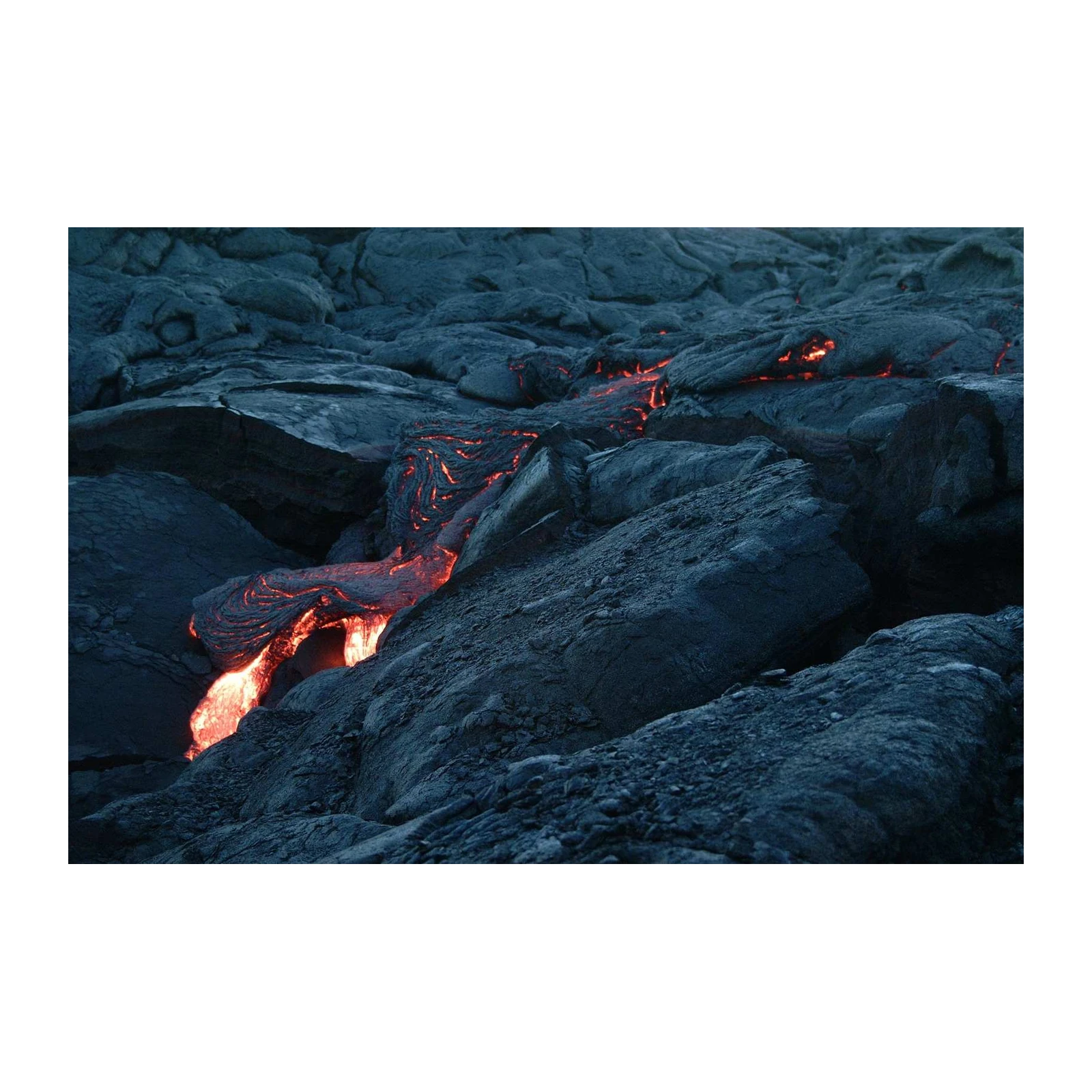 Fiery Lava Flow Over Dark Rock Wall Art