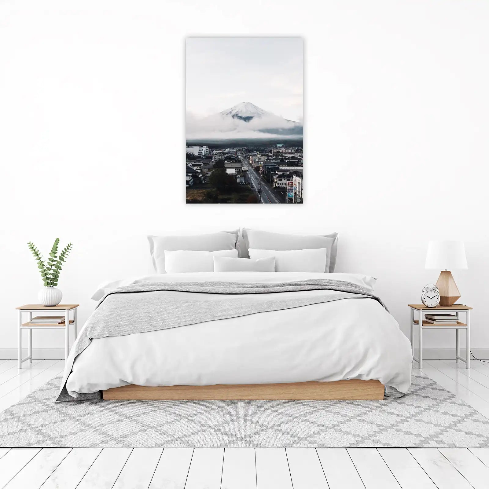 Majestic Fuji Mountain Over Town Wall Art