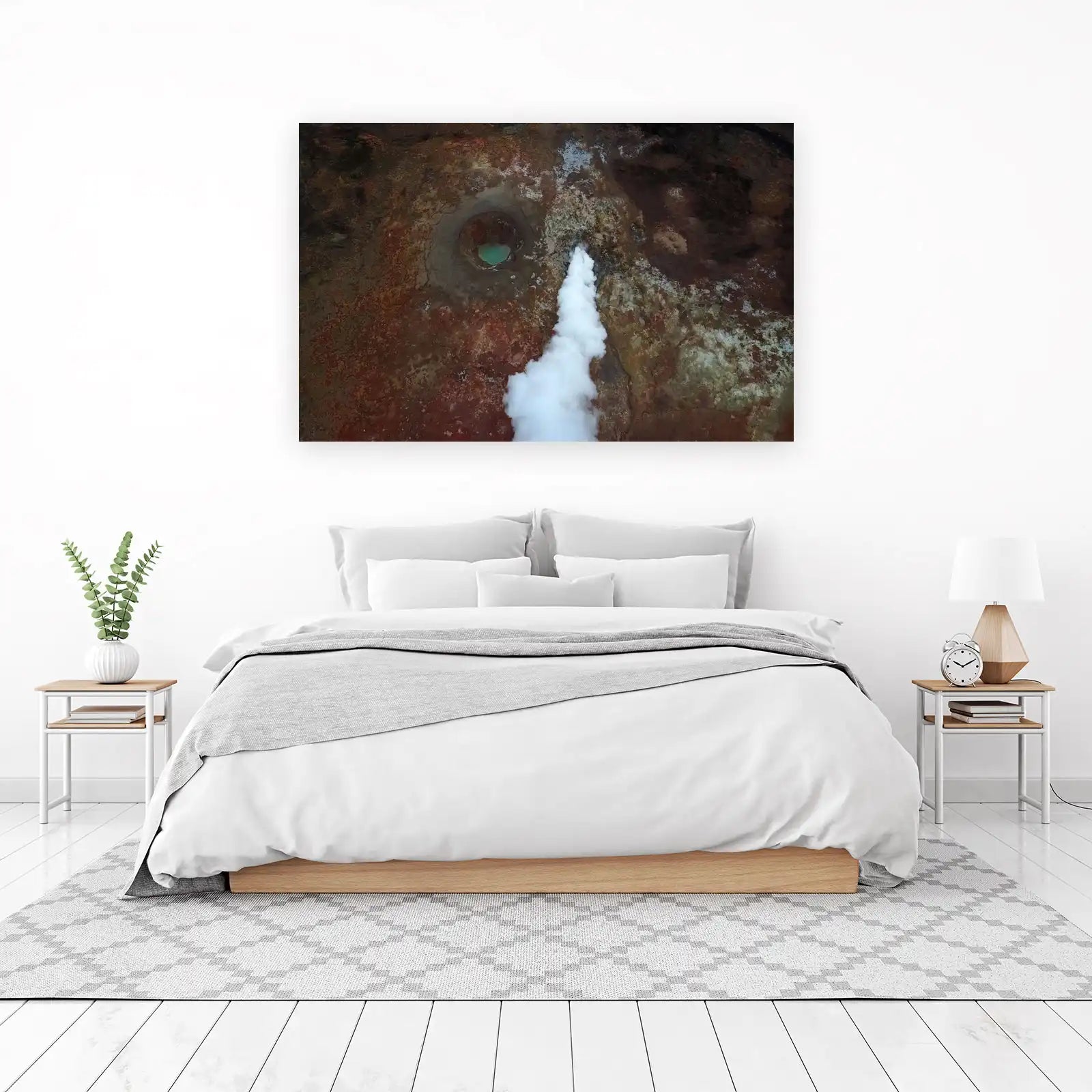 Volcanic Landscape Steam & Teal Pool Wall Art