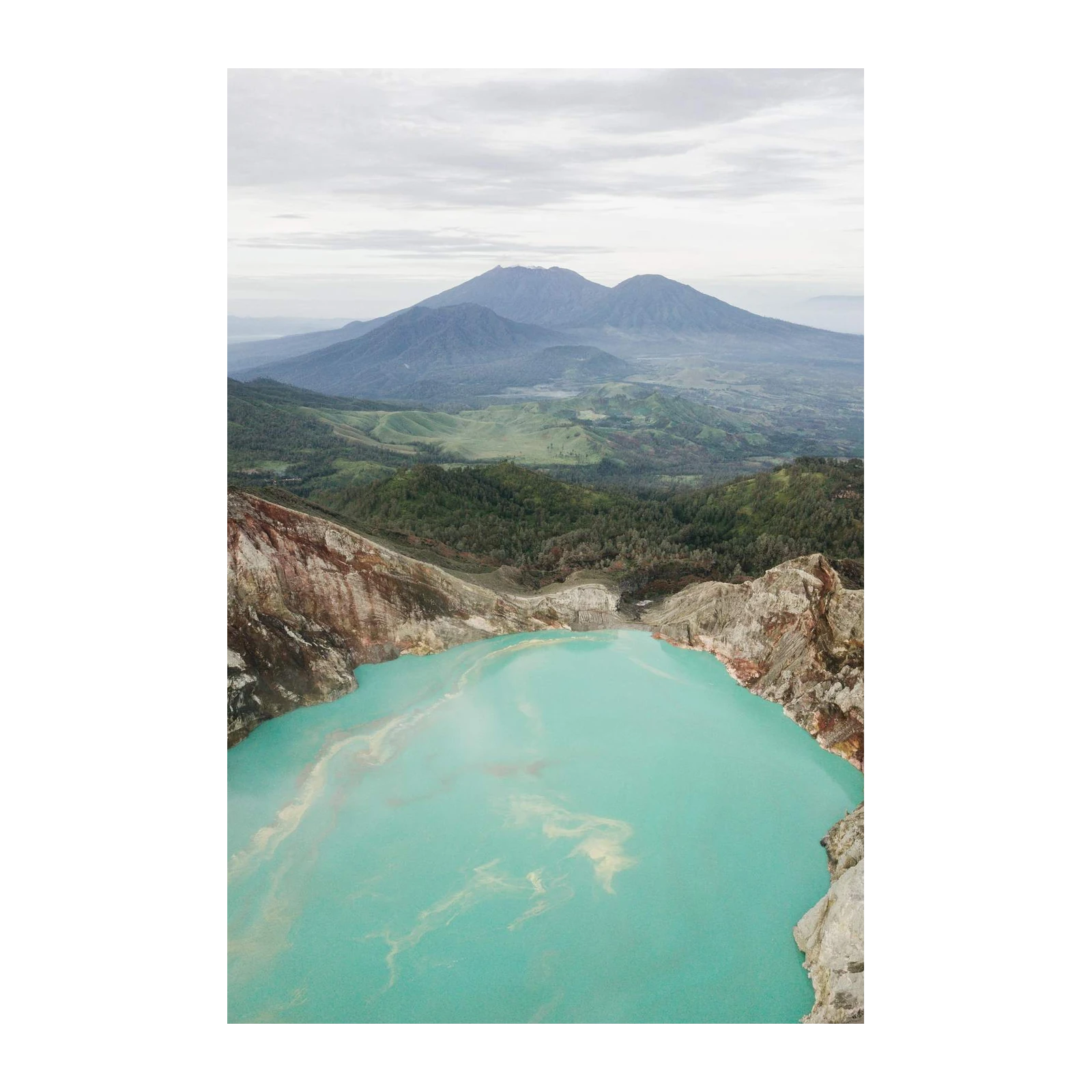 Turquoise Crater Lake Mountain Landscape Wall Art