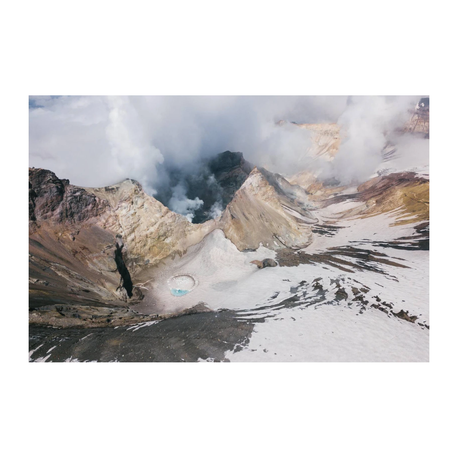 Volcanic Crater Landscape Aerial Wall Art