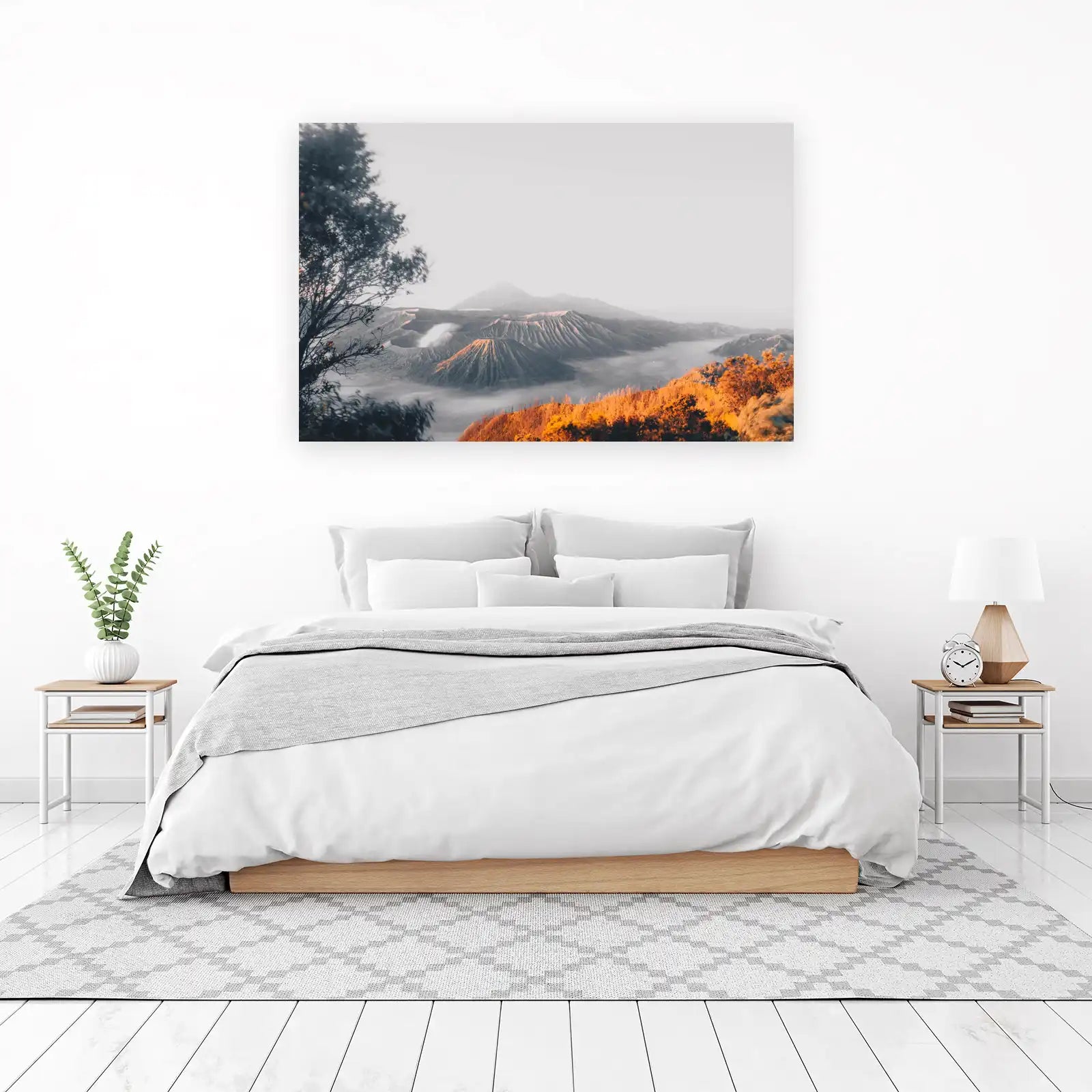 Misty Volcano Landscape Mountain Wall Art