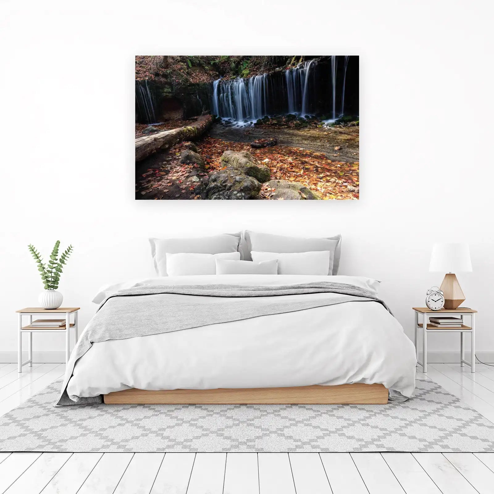 Serene Waterfall Autumn Nature Wall Art