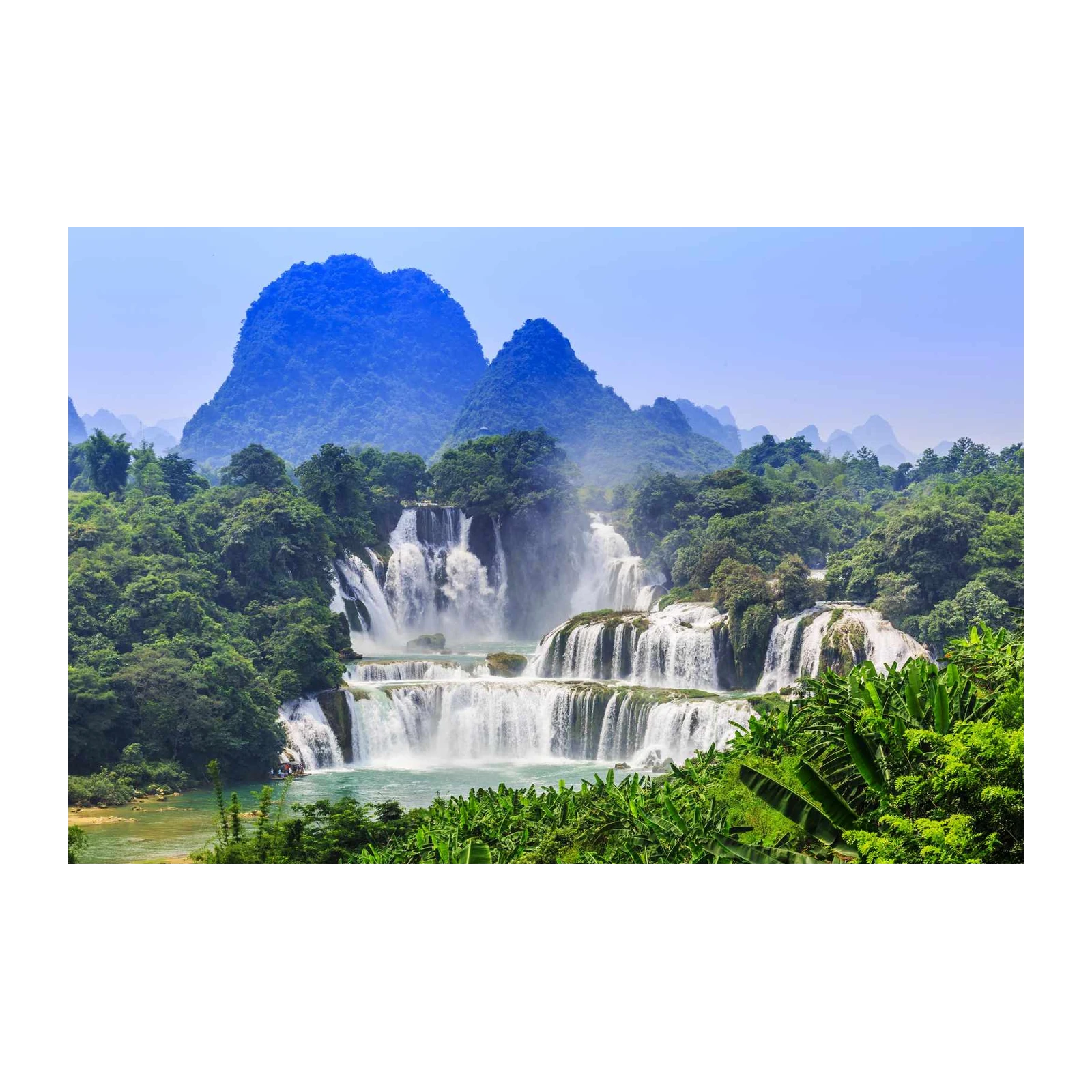 Majestic Waterfall Lush Forest Wall Art