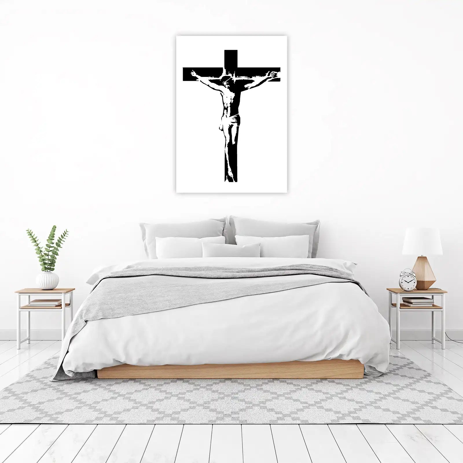 Bold Jesus Crucifixion Black & White Wall Art