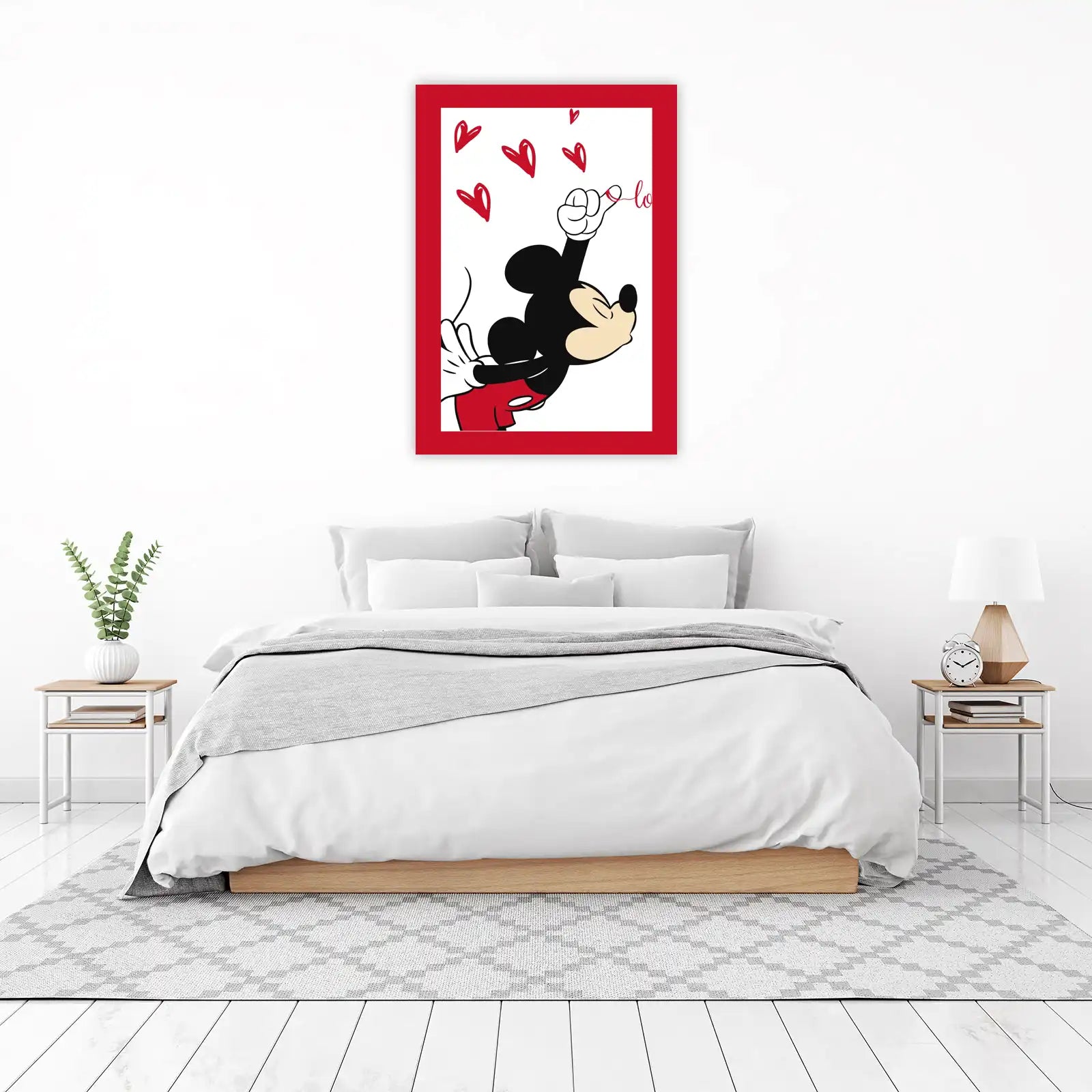 Mickey Mouse Red Hearts 'Love' Wall Art