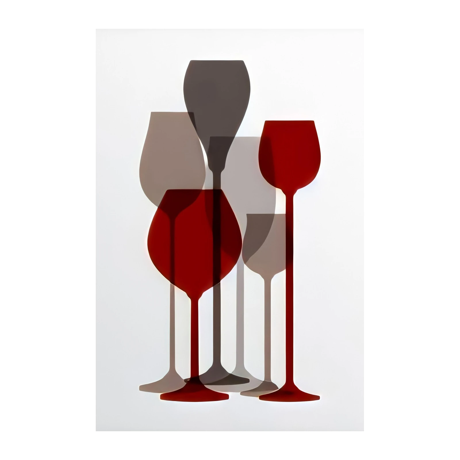 Modern Red Wine Glasses Wall Art
