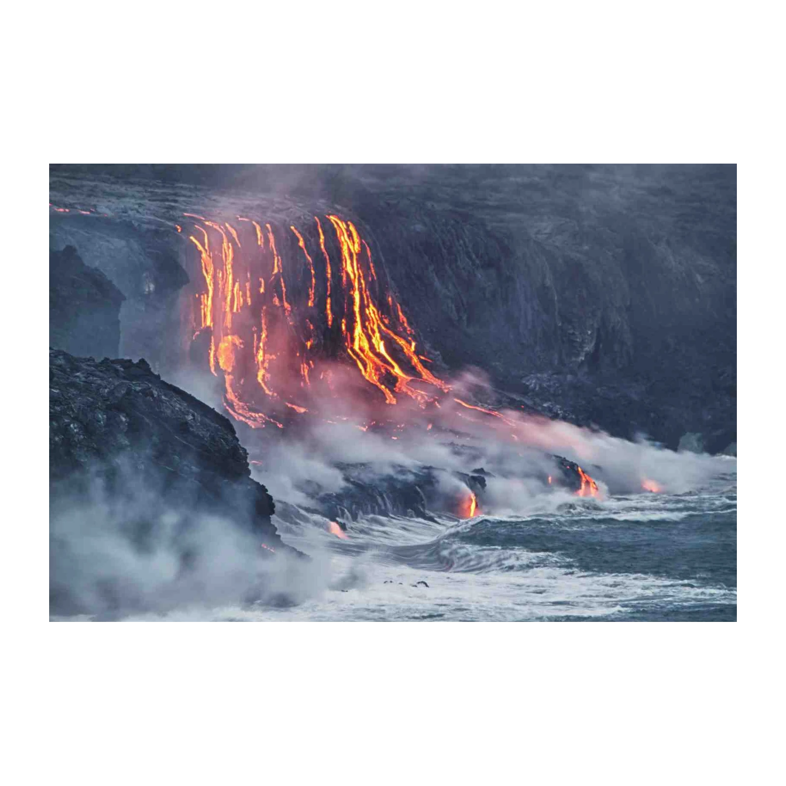 Fiery Lava Flow Seascape Wall Art