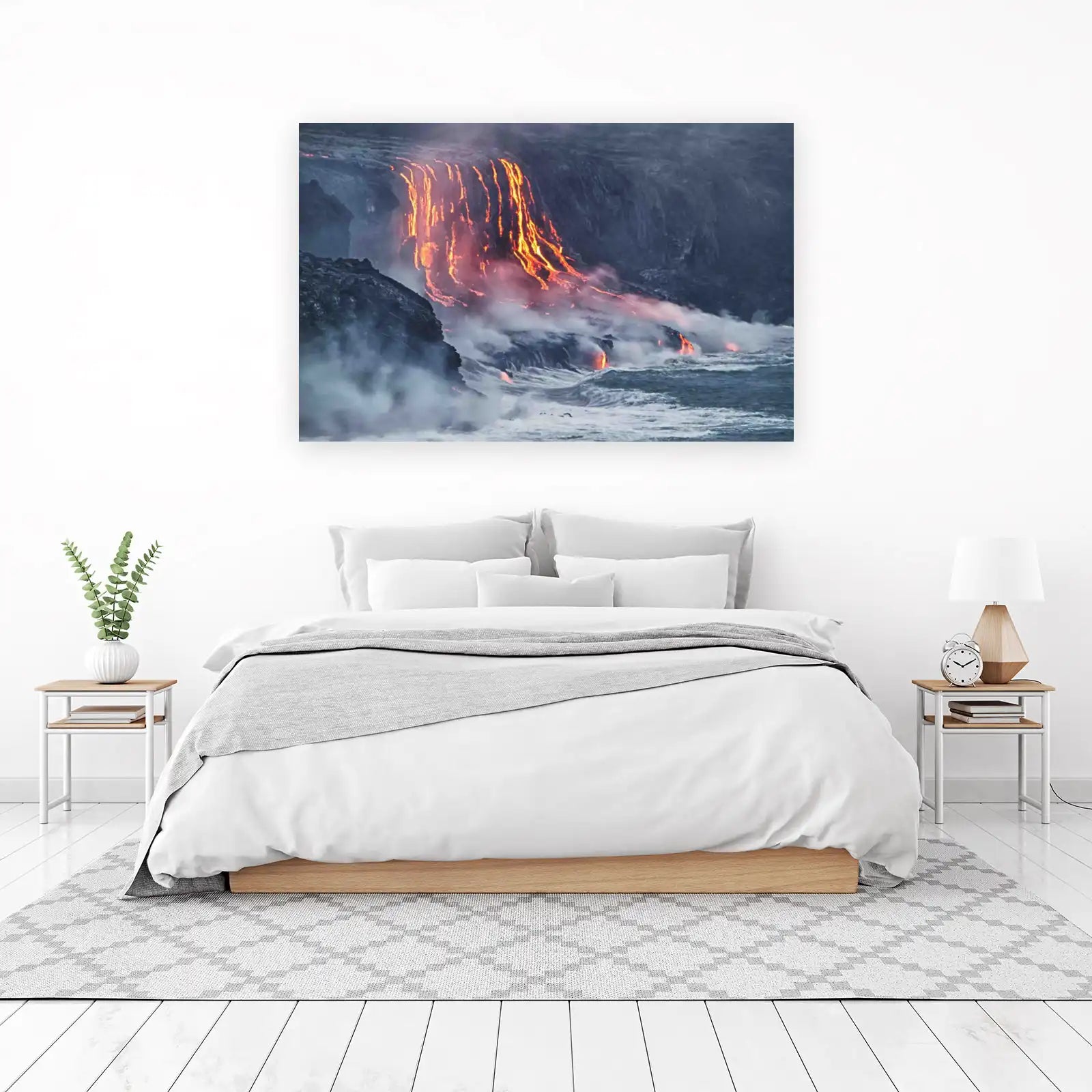 Fiery Lava Flow Seascape Wall Art