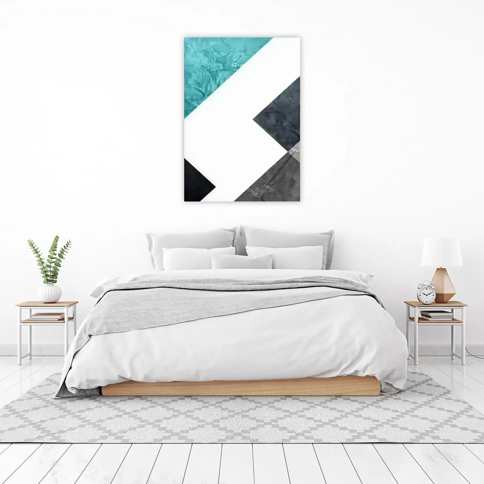 Modern Geometric Teal & Grey Wall Art