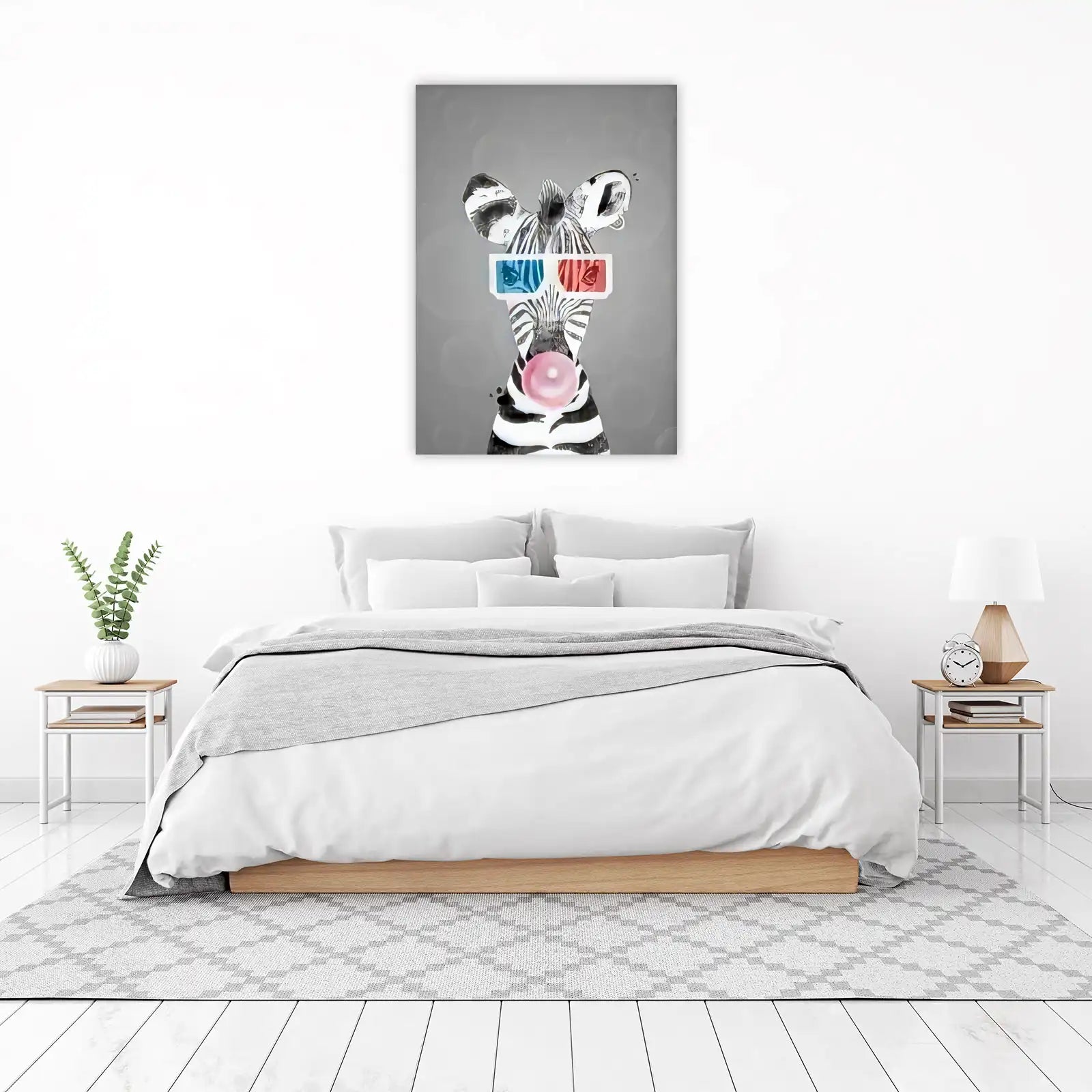Playful Zebra 3D Glasses Bubblegum Wall Art