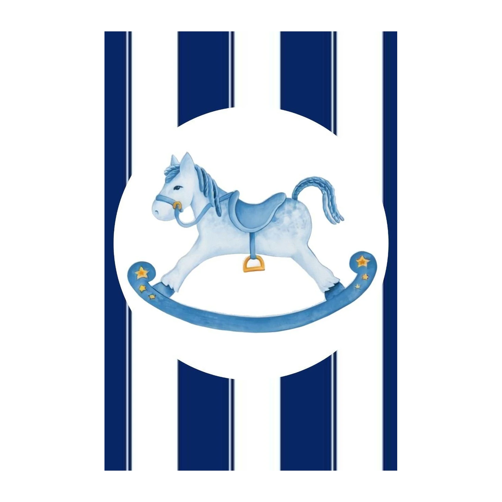 Sweet Blue Rocking Horse Nursery Art Wall Art