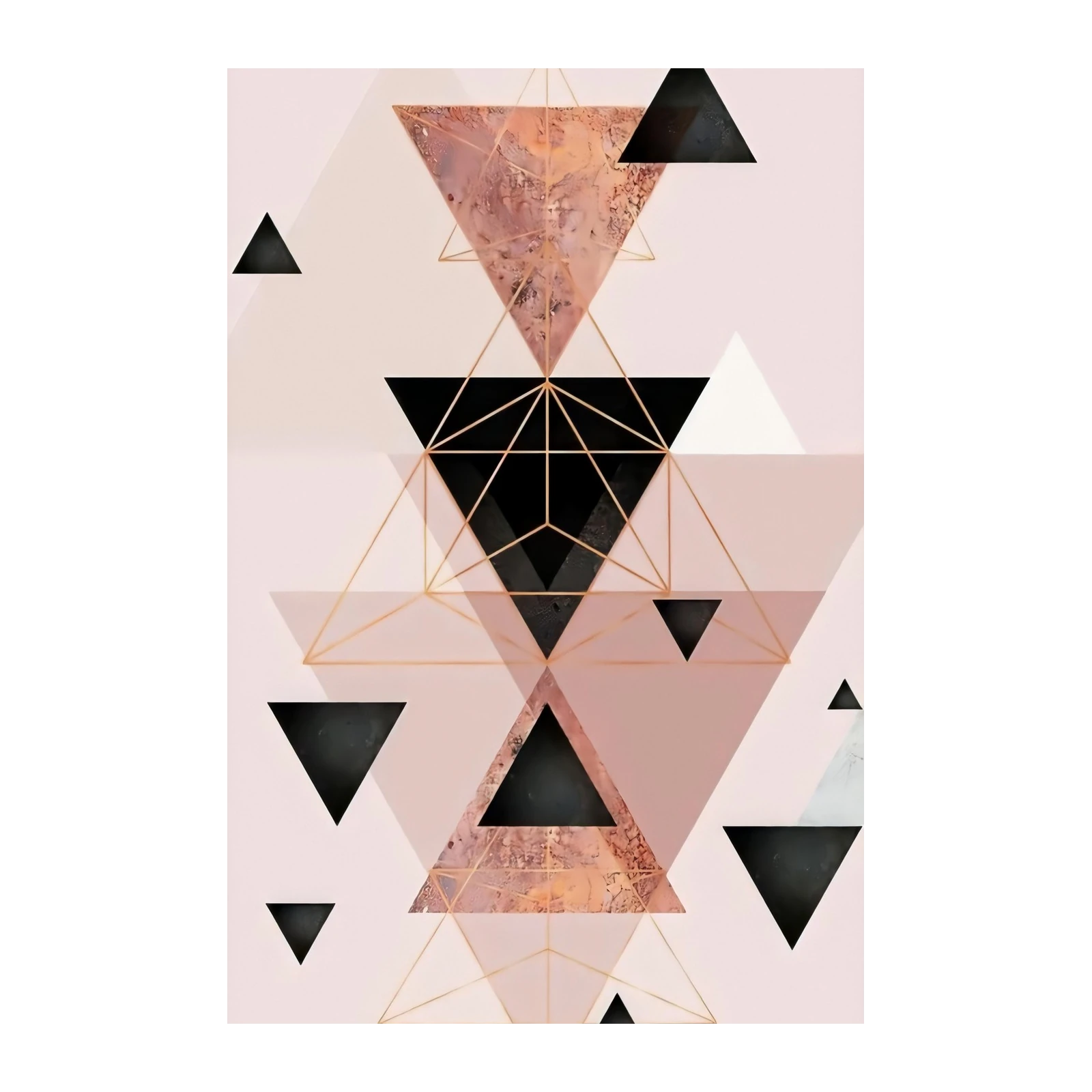 Geometric Rose Gold & Black Triangle Wall Art