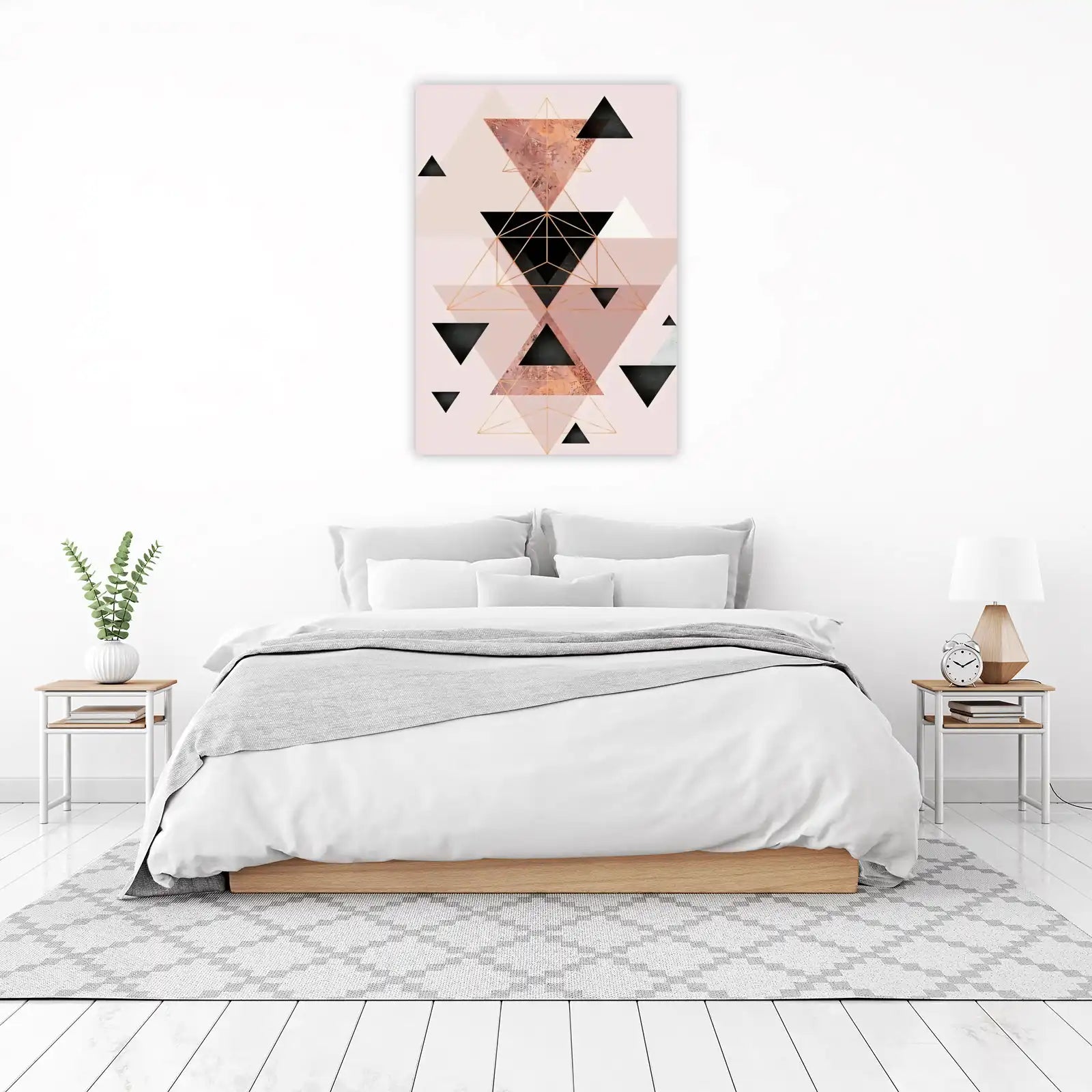 Geometric Rose Gold & Black Triangle Wall Art