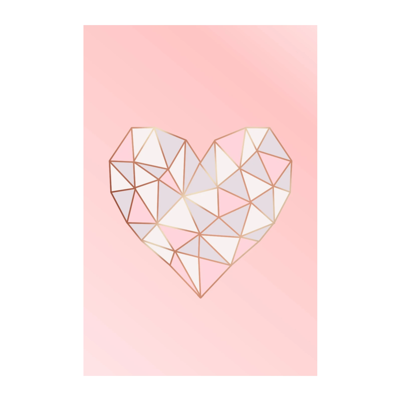 Geometric Rose Gold Heart Wall Art