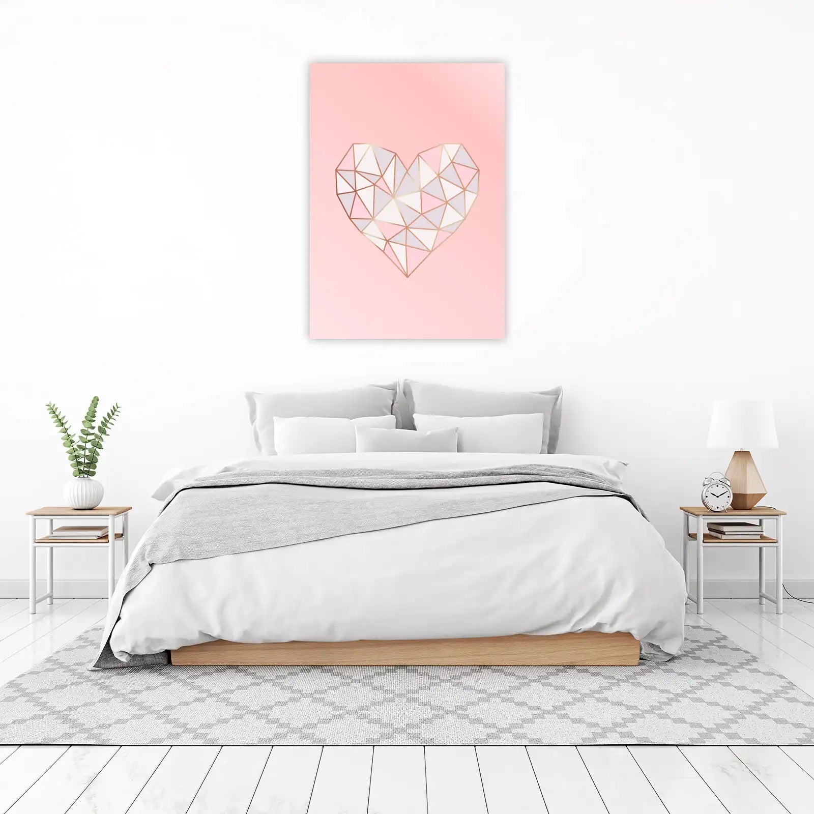Geometric Rose Gold Heart Wall Art