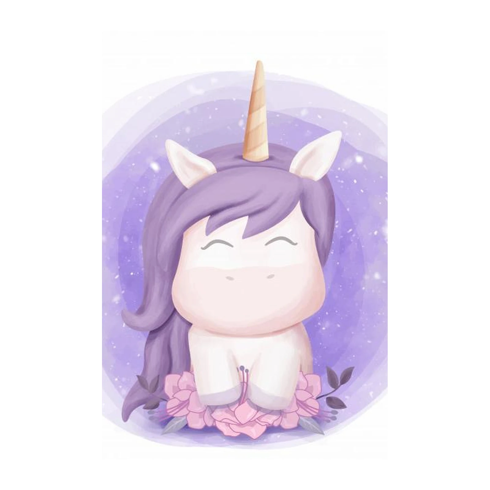 Cute Purple Unicorn Watercolor Wall Art
