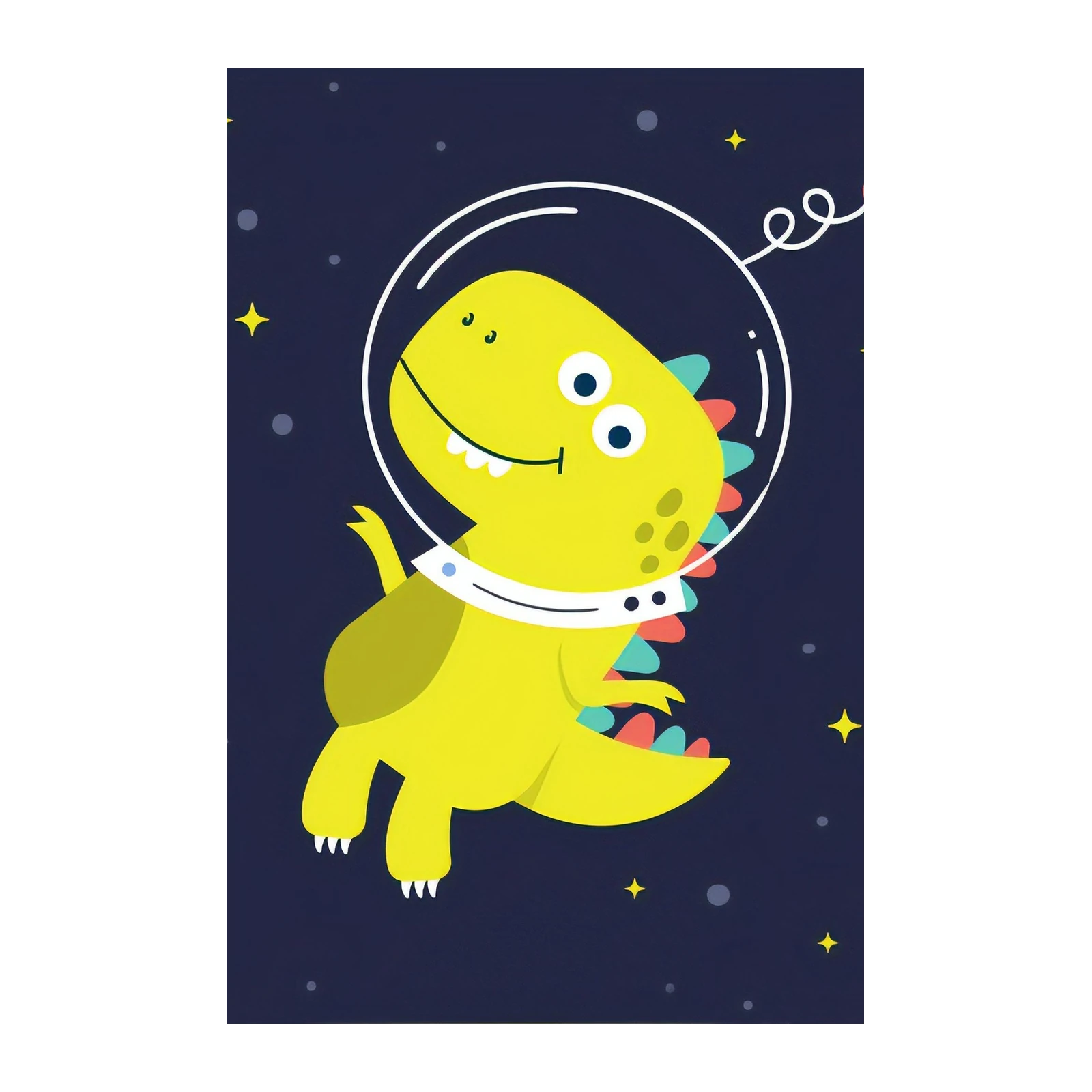 Cute Astronaut Dino Space Adventure Wall Art
